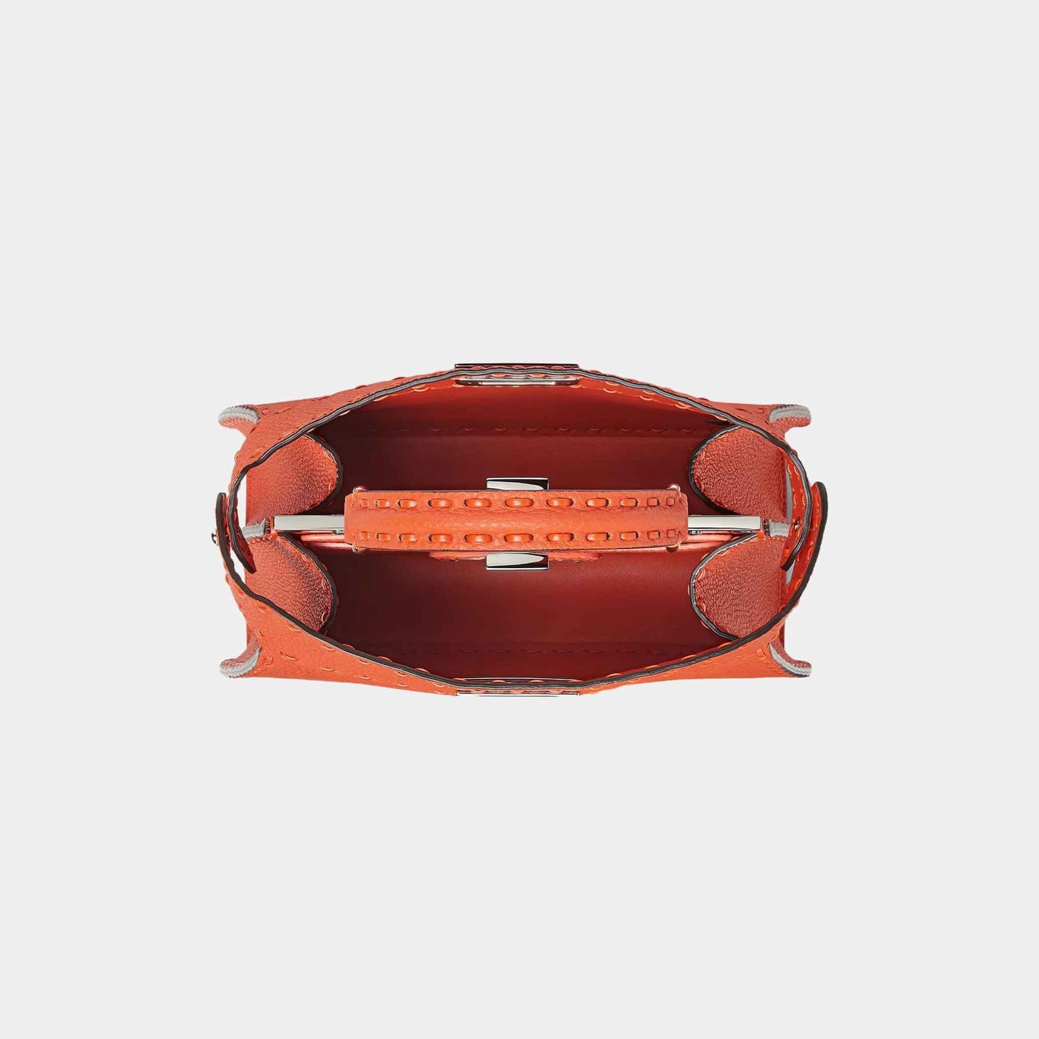 Fendi Peekaboo ISeeU Small Selleria Bag With 556 Hand-Sewn Stitches, Orange, Top