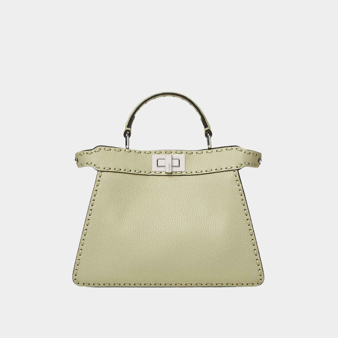 Fendi Peekaboo ISeeU Small Selleria Bag With 556 Hand-Sewn Stitches, Sage Green, Front