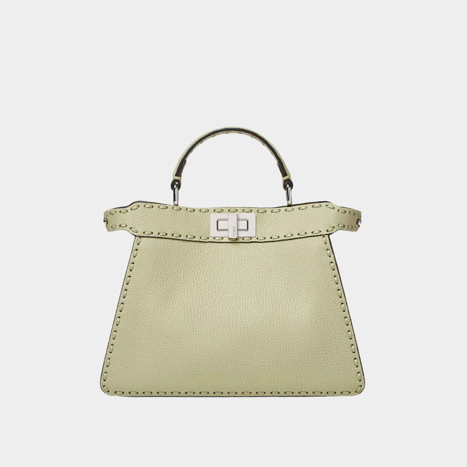 Fendi Peekaboo ISeeU Small Selleria Bag With 556 Hand-Sewn Stitches, Sage Green, Front