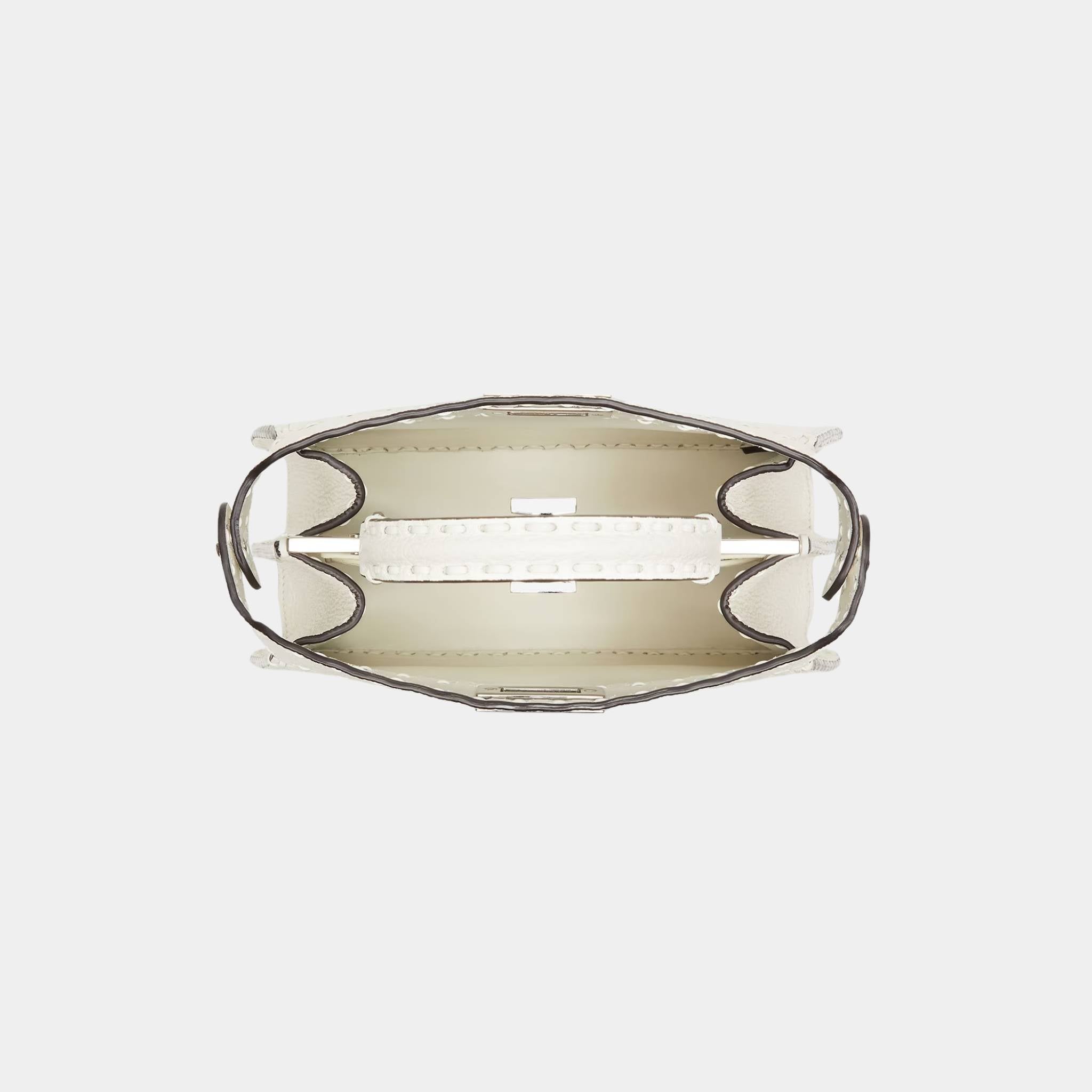 Fendi Peekaboo ISeeU Small Selleria Bag With 556 Hand-Sewn Stitches, White, Top