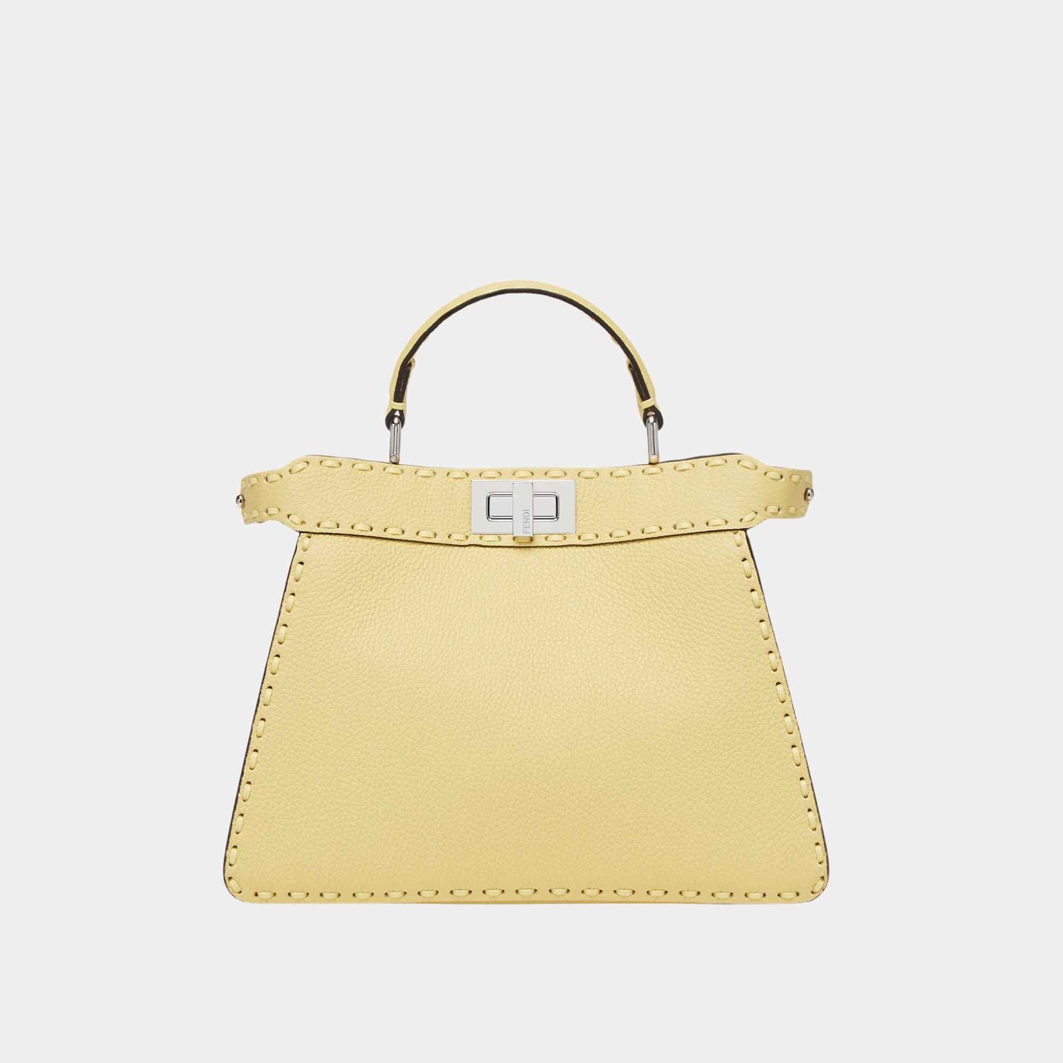 Fendi Peekaboo ISeeU Small Selleria Bag With 556 Hand-Sewn Stitches, Yellow, Front