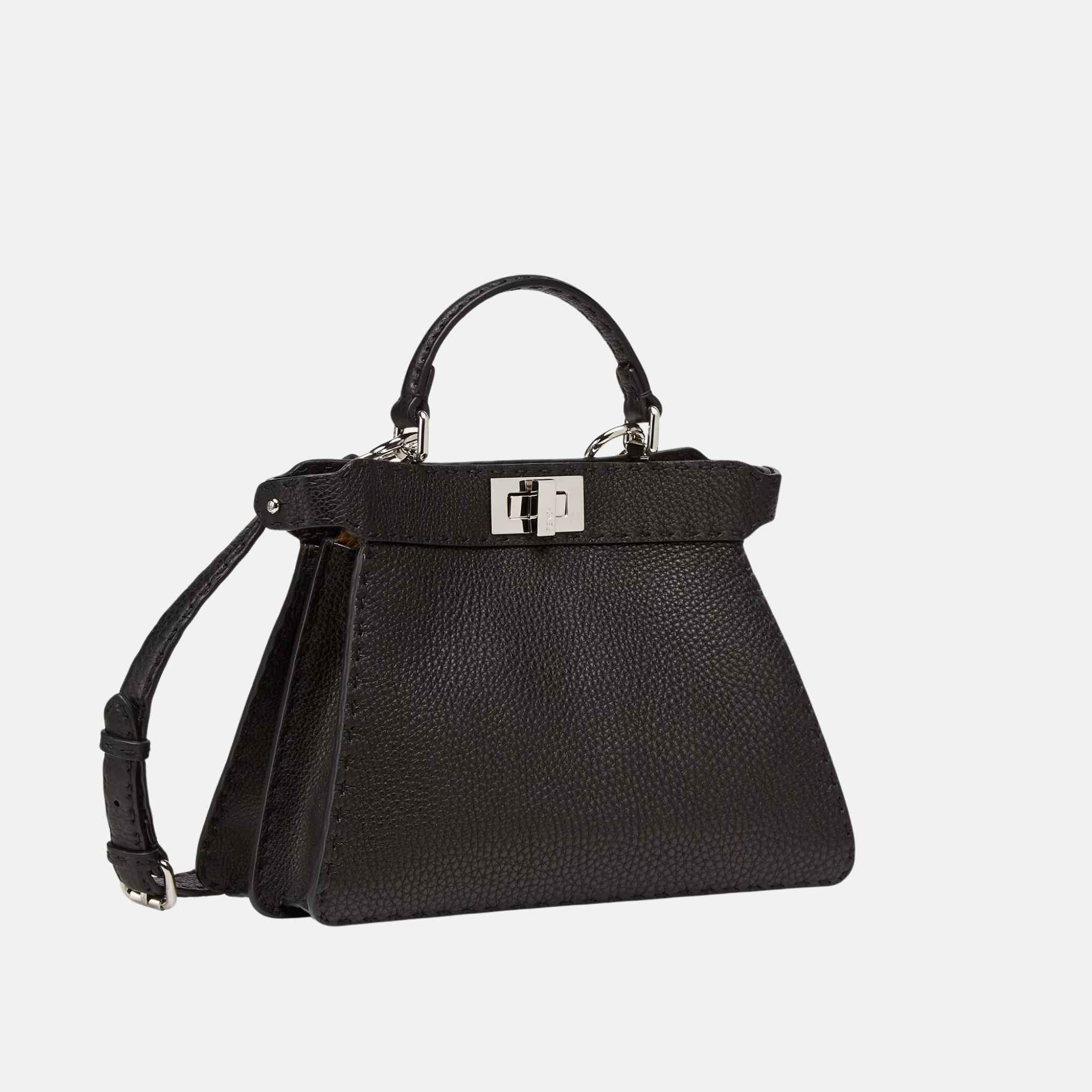 Fendi Peekaboo ISeeU Small Selleria Bag, Black, Side