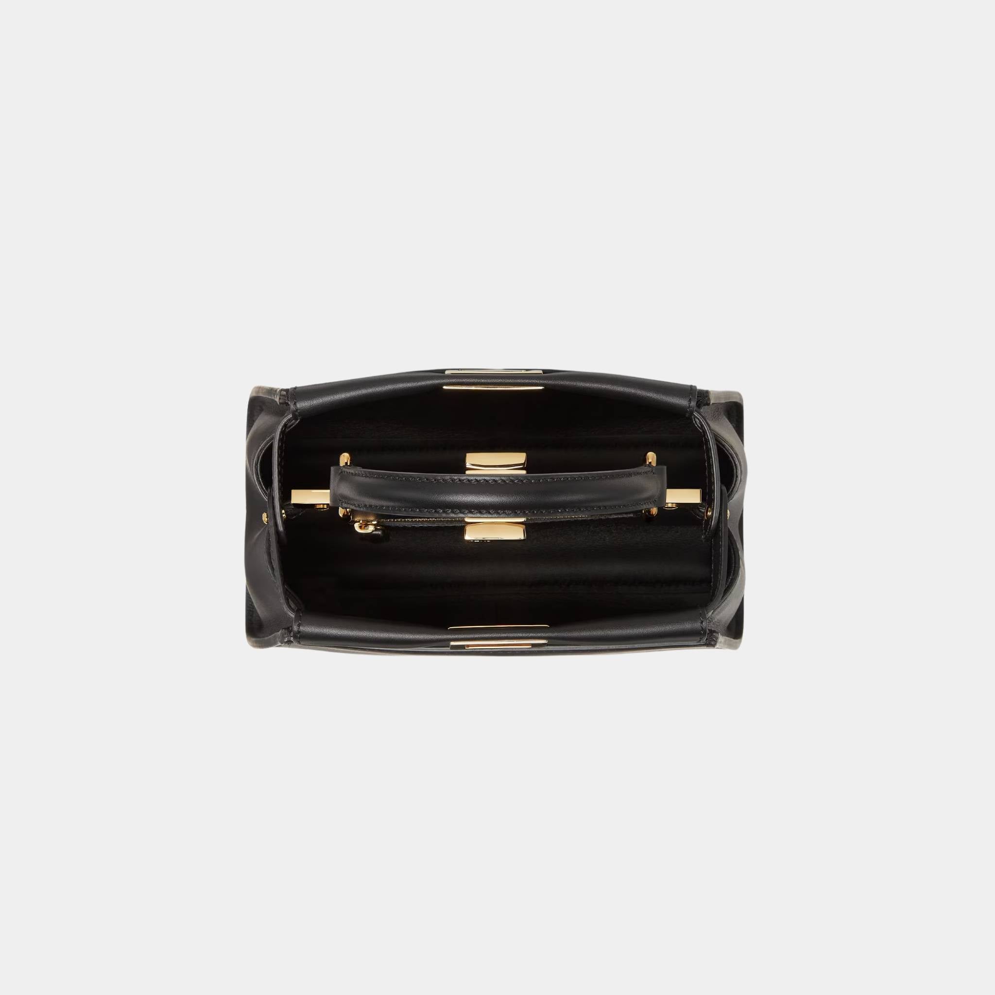 Fendi Peekaboo Mini Leather Bag, Black, Top