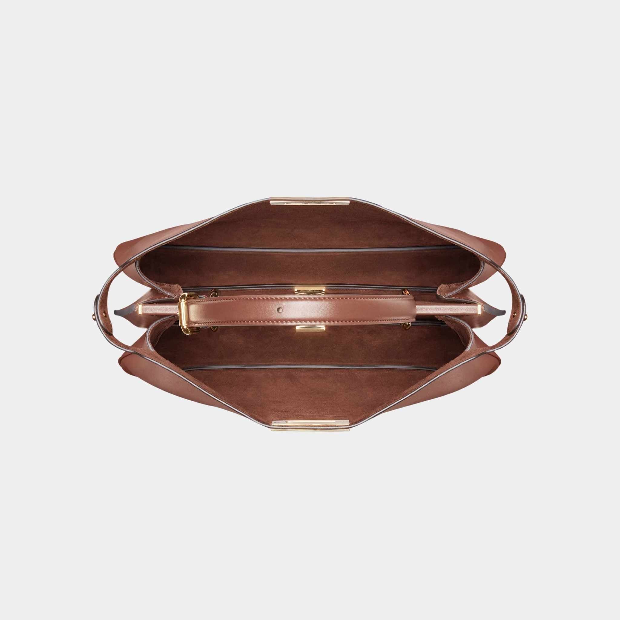 Fendi Peekaboo Soft Large Leather Bag, Brown, Top