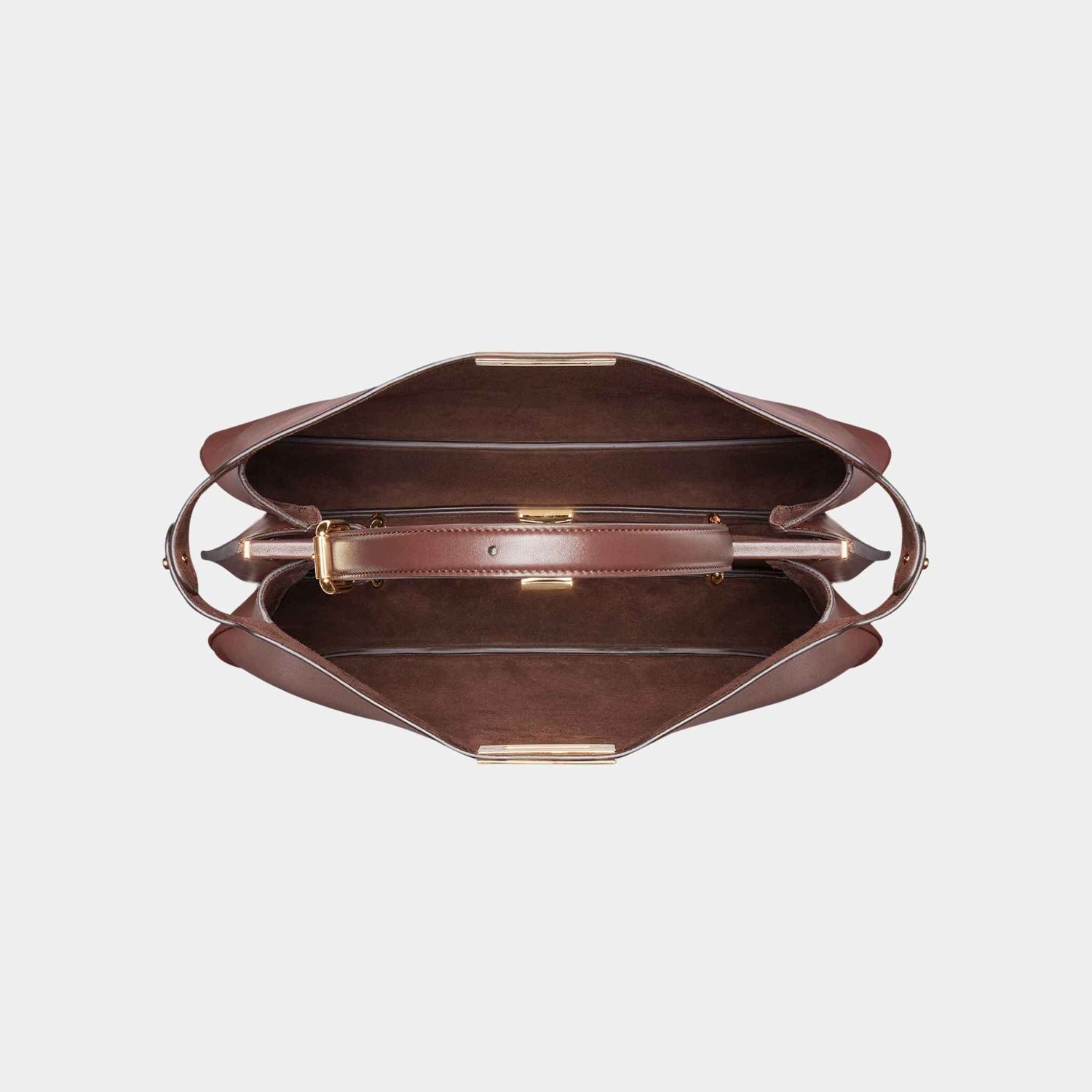 Fendi Peekaboo Soft Large Leather Bag, Dark Brown, Top