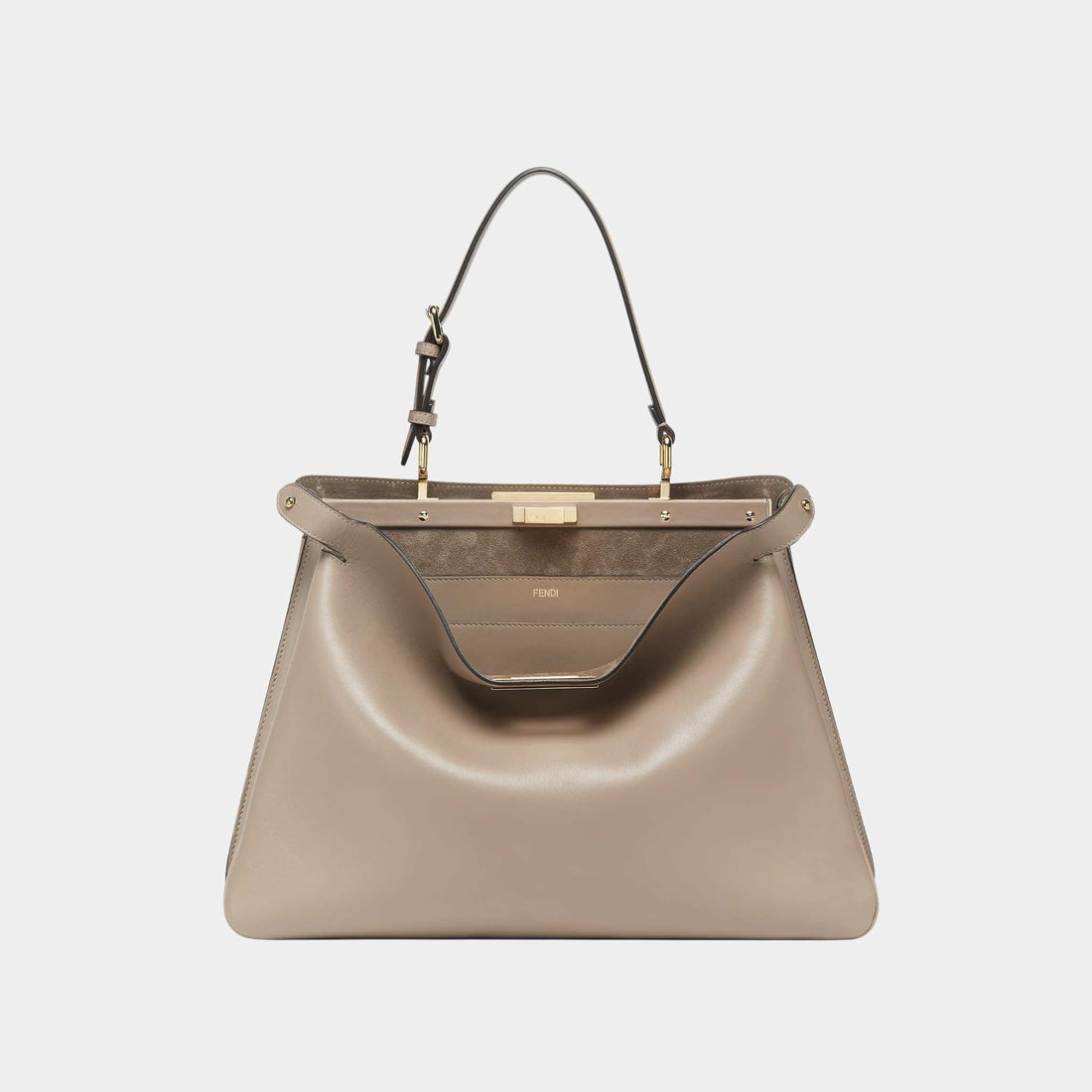 Fendi Peekaboo Soft Large Leather Bag, Dove Grey, Front