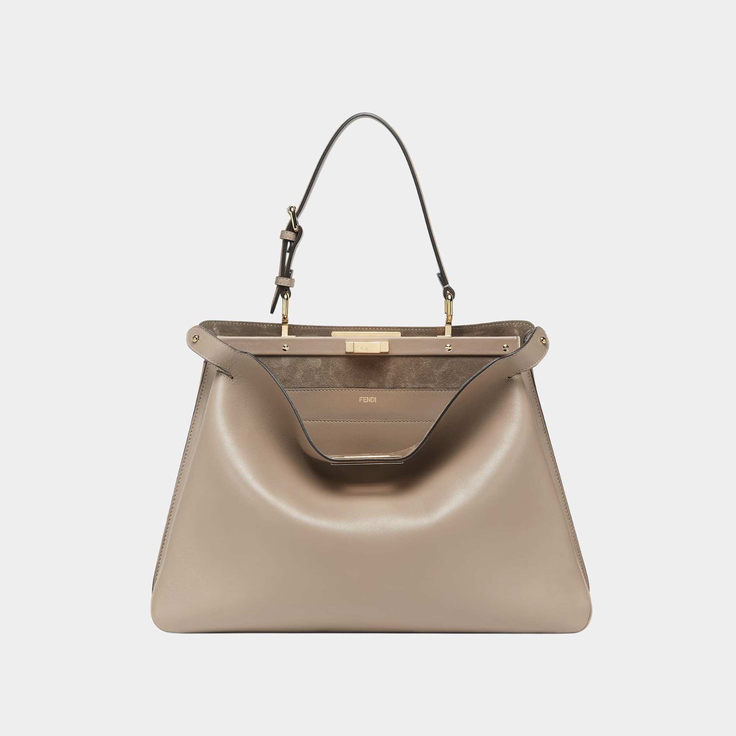 Fendi Peekaboo Soft Large Leather Bag, Dove Grey, Front