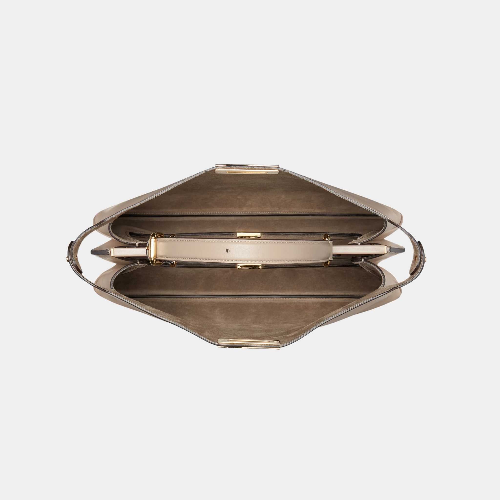 Fendi Peekaboo Soft Large Leather Bag, Dove Grey, Top