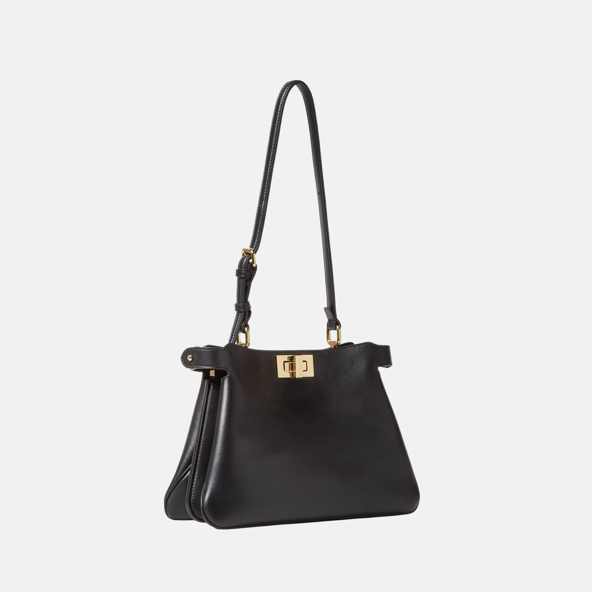 Fendi Peekaboo Soft Small Bag In Leather, Black, Side