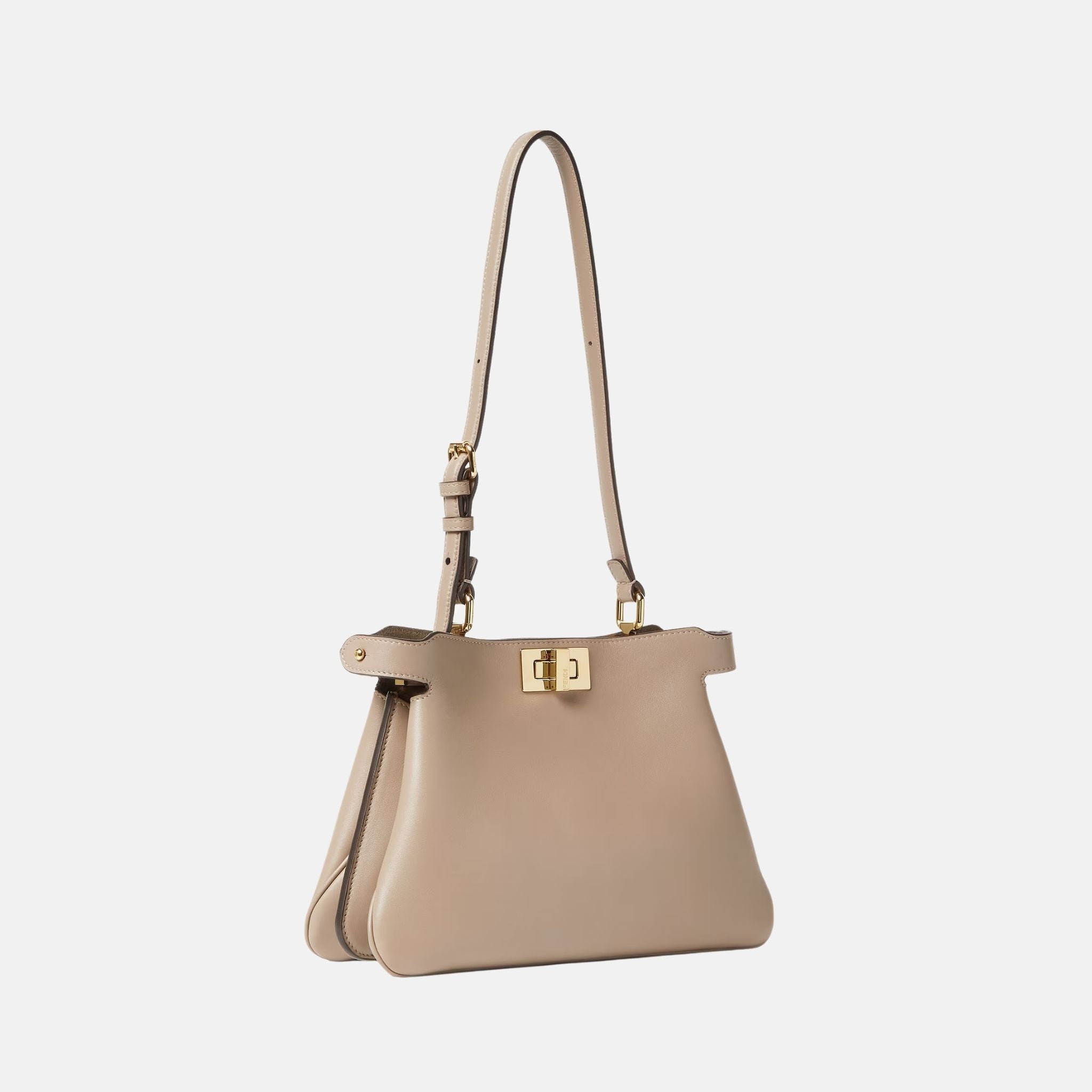 Fendi Peekaboo Soft Small Bag In Leather, Dove Grey, Side