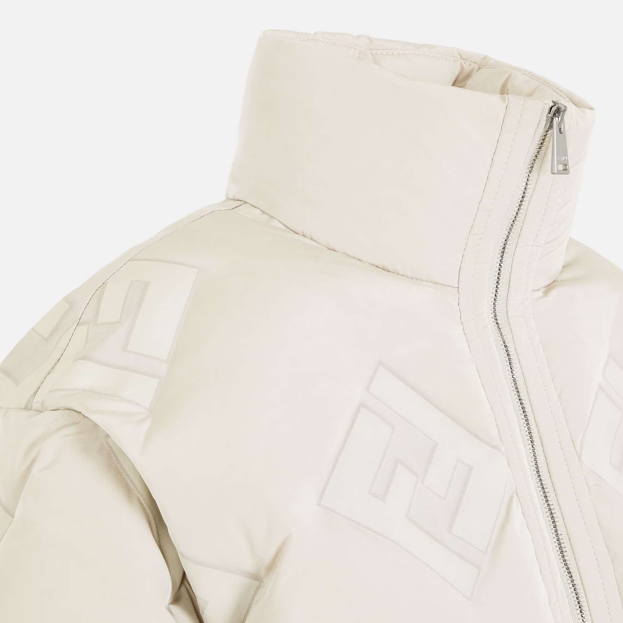 Fendi Puffer Jacket In White FF Technical Fabric, Close