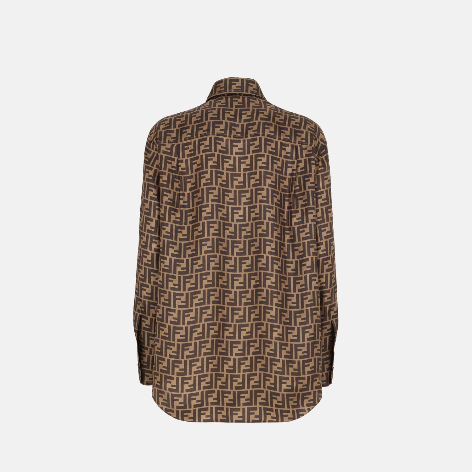 Fendi Shirt In Brown FF Silk, Back