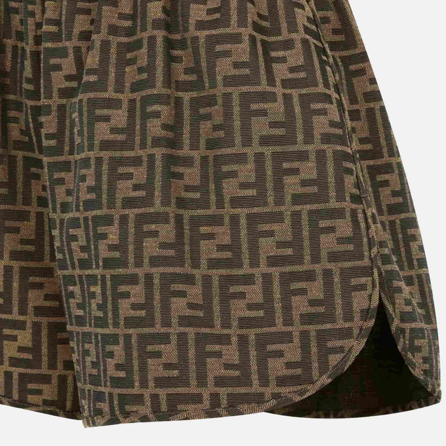 Fendi Shorts In Brown Canvas, Close
