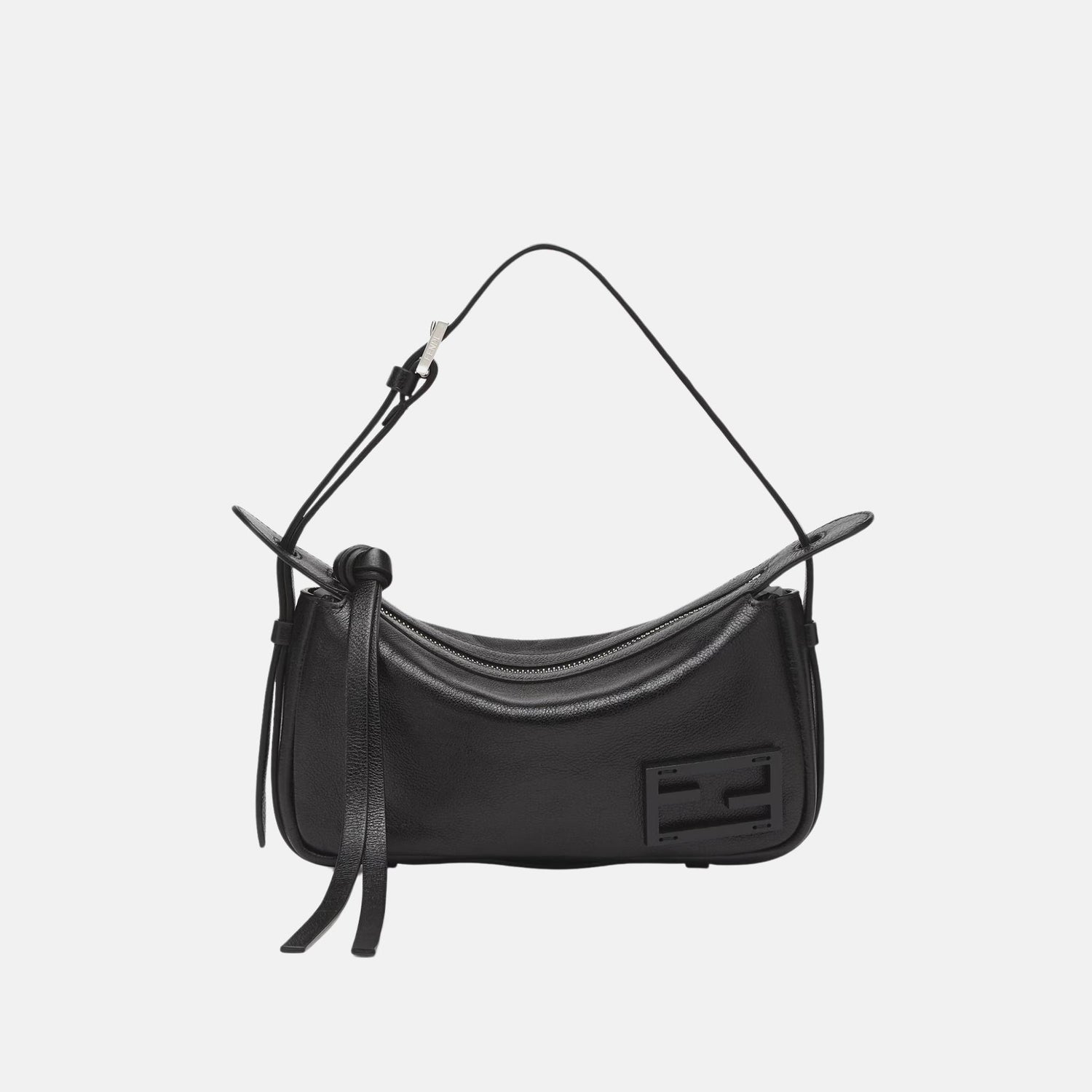 Fendi Simply Fendi Leather Mini Bag, Black, Front