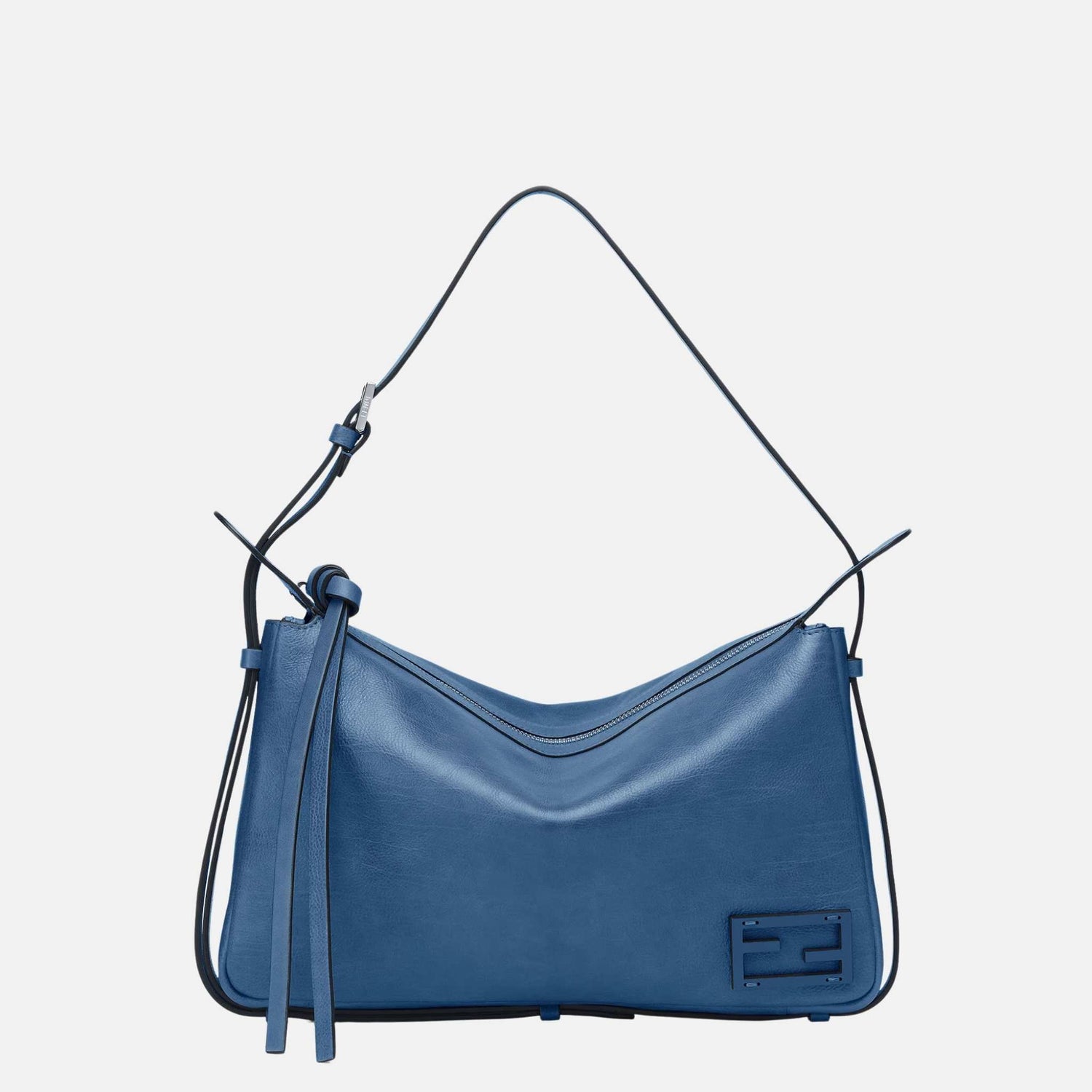 Simply Fendi Medium Bag In Leather, Blue, Front