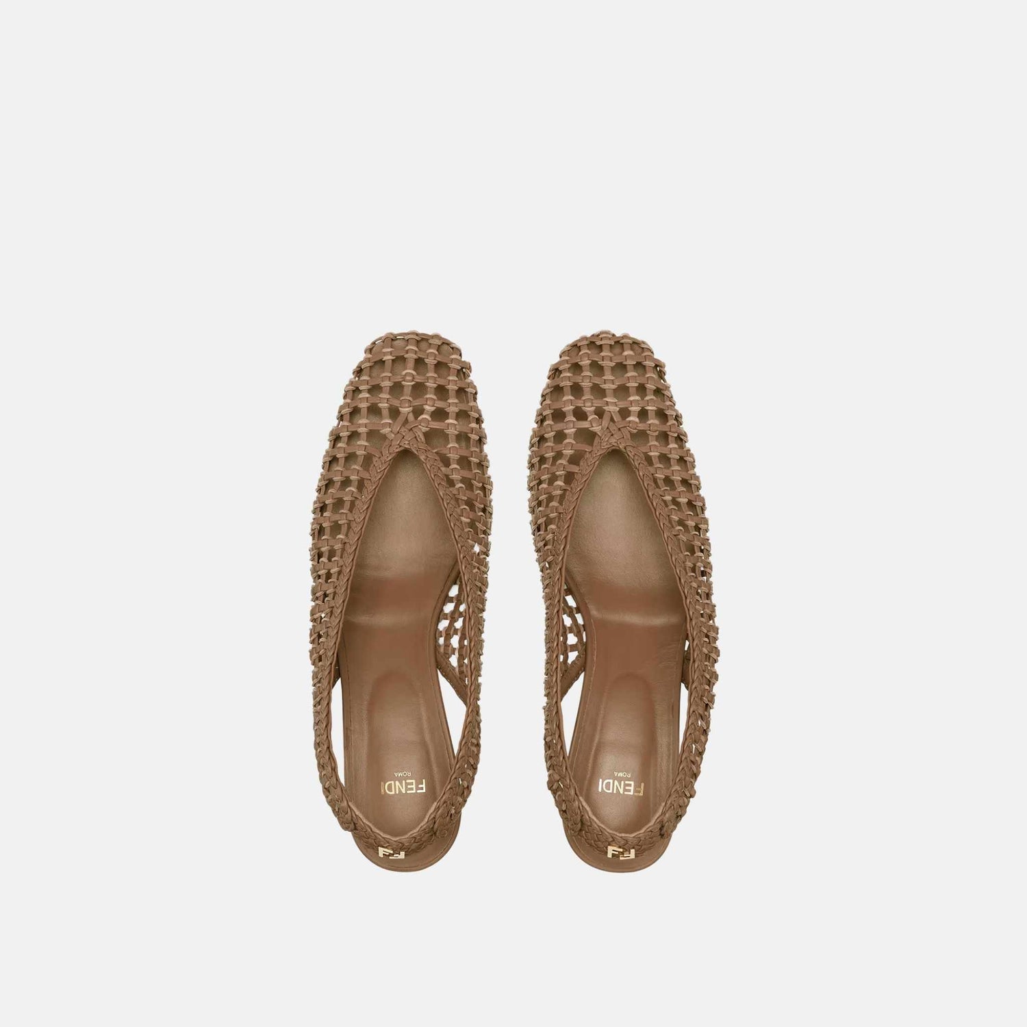 Fendi Slingbacks Leather Low Heeled, Beige, Top