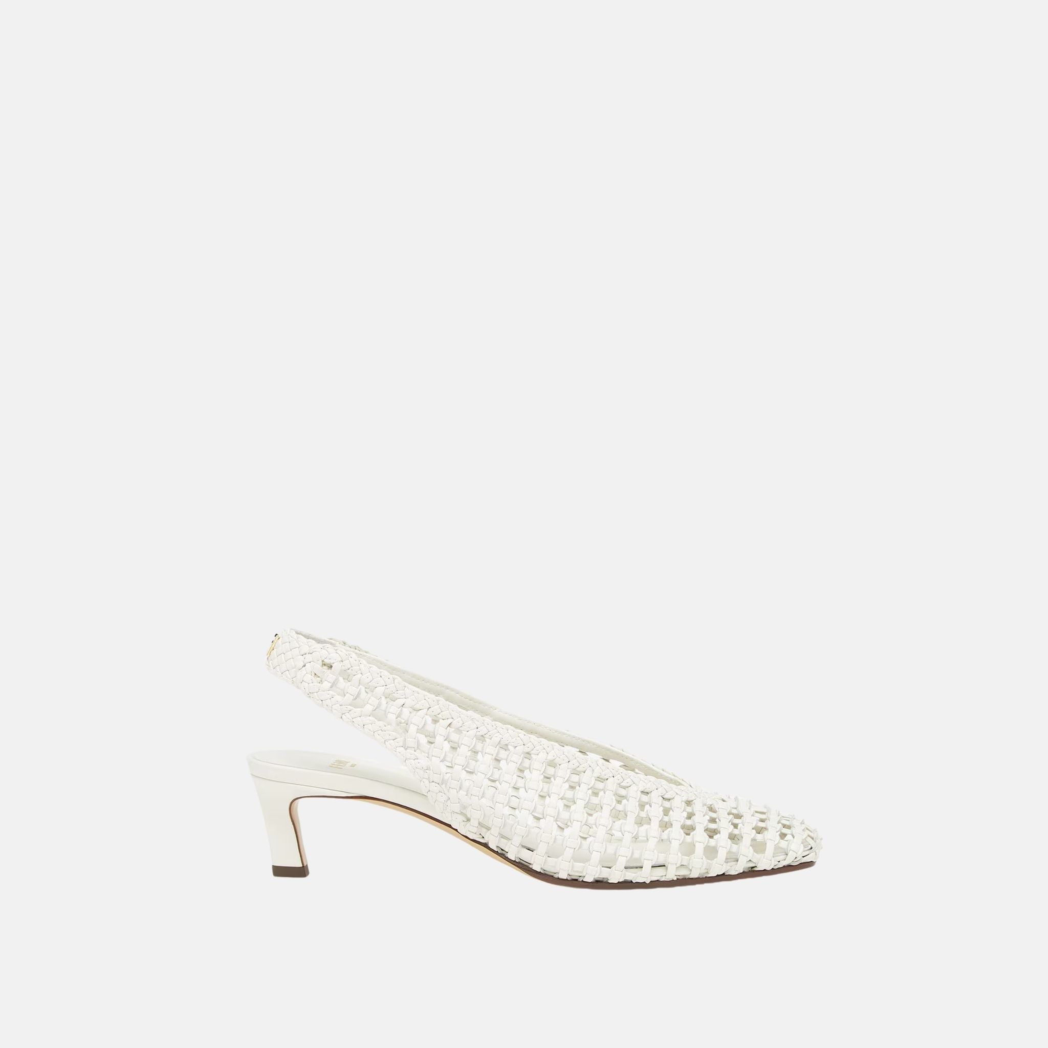 Fendi Slingbacks Leather Low Heeled, White, Side
