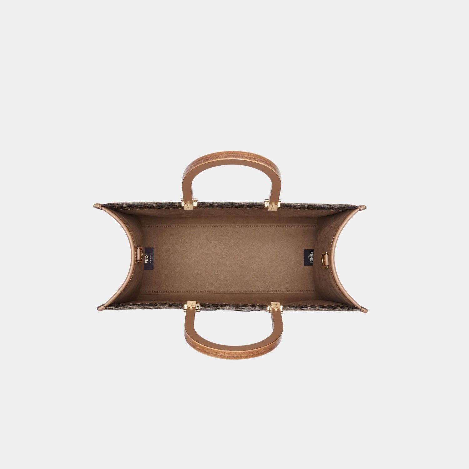 Fendi Sunshine Medium Brown FF Jacquard Fabric Shopping Bag, Top