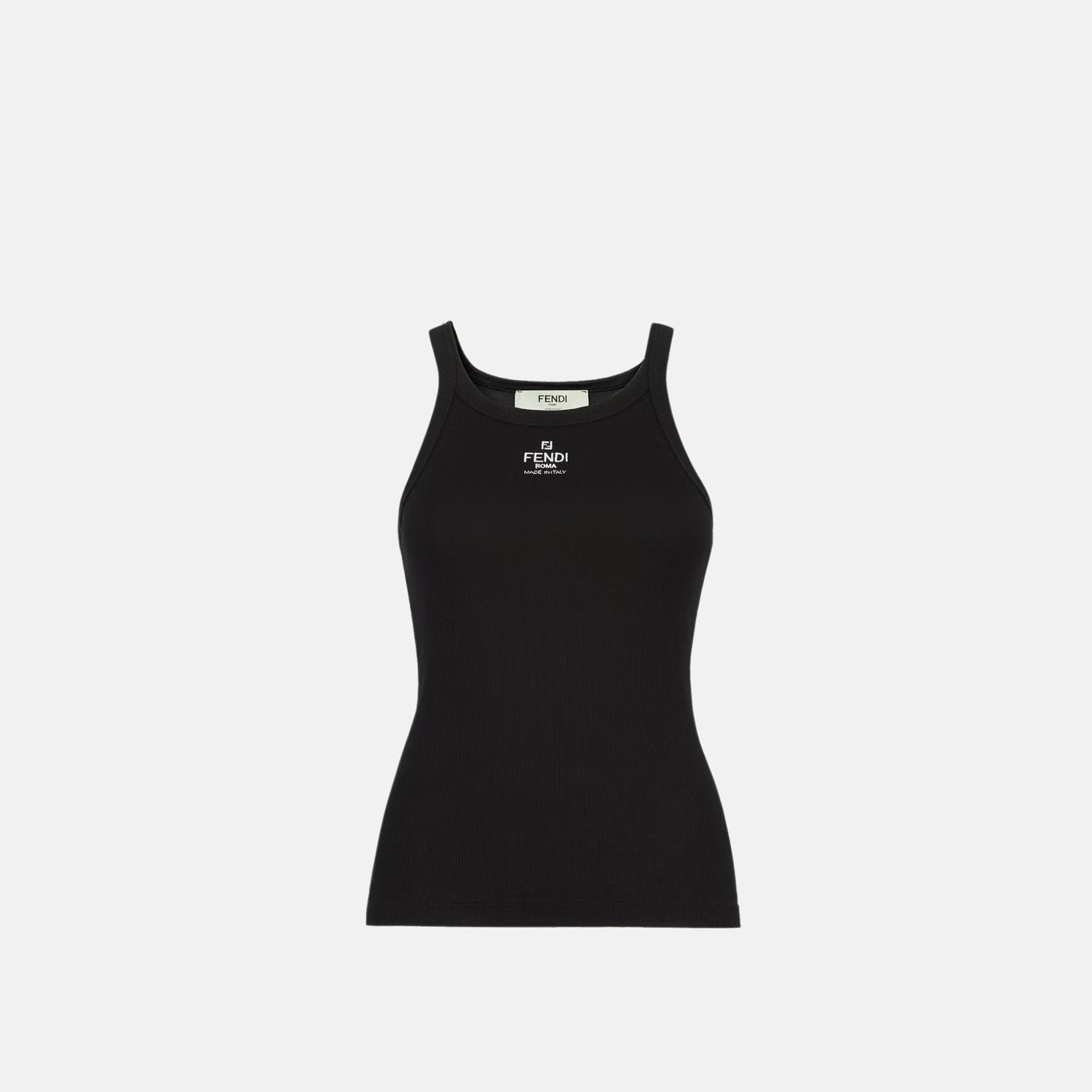 Fendi Top In Sleeveless Cotton, Black, Front