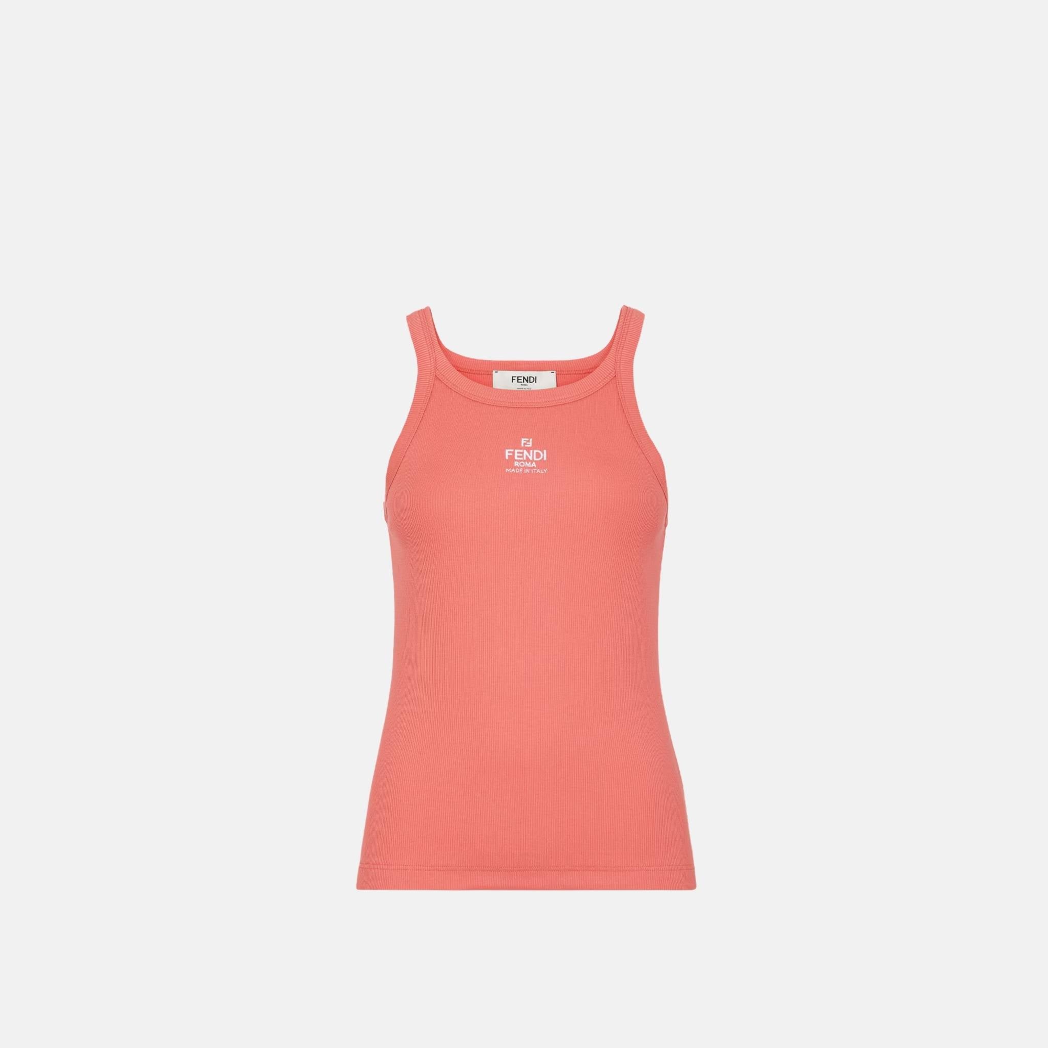 Fendi Top In Sleeveless Cotton, Pink, Front