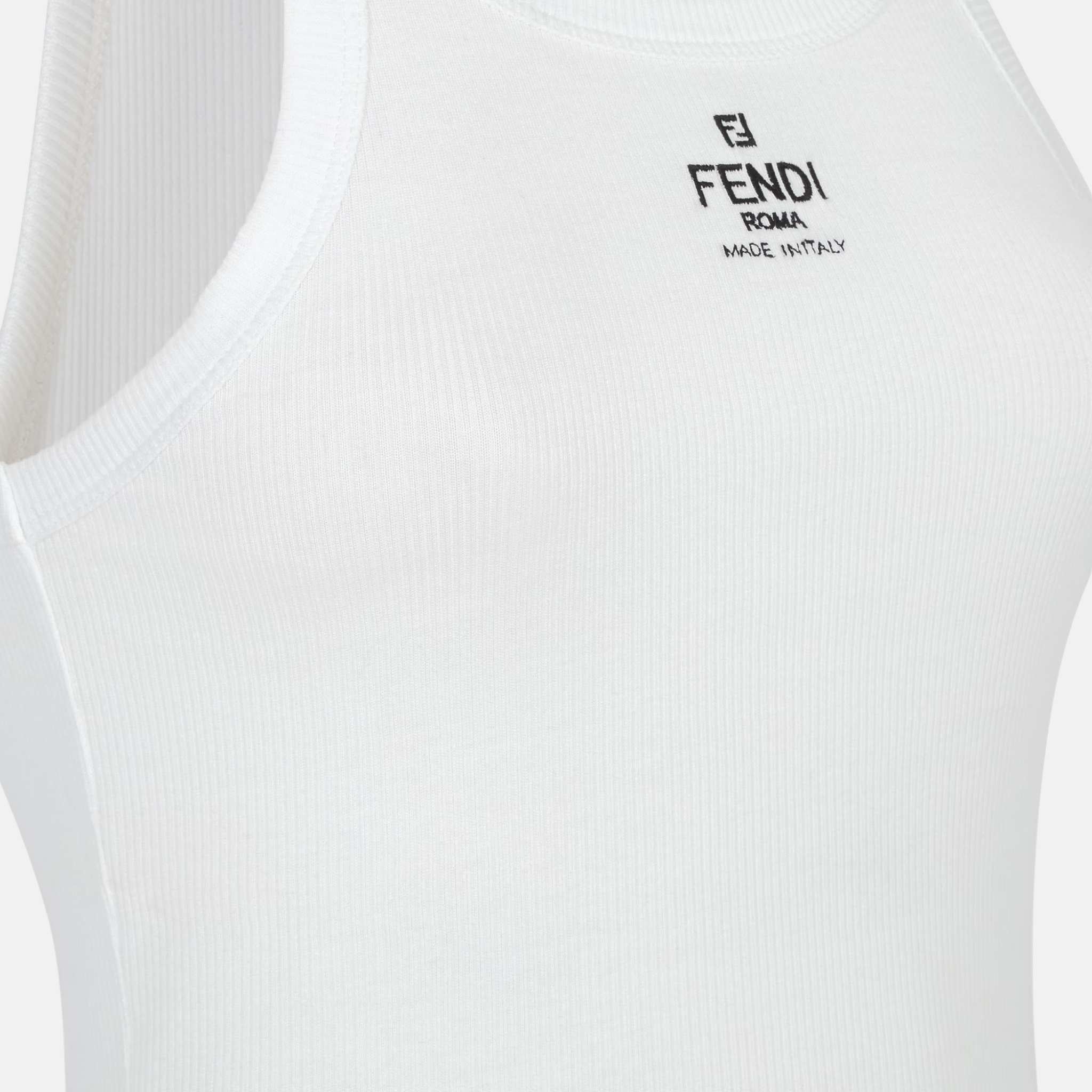 Fendi Top In Sleeveless Cotton, White, Close