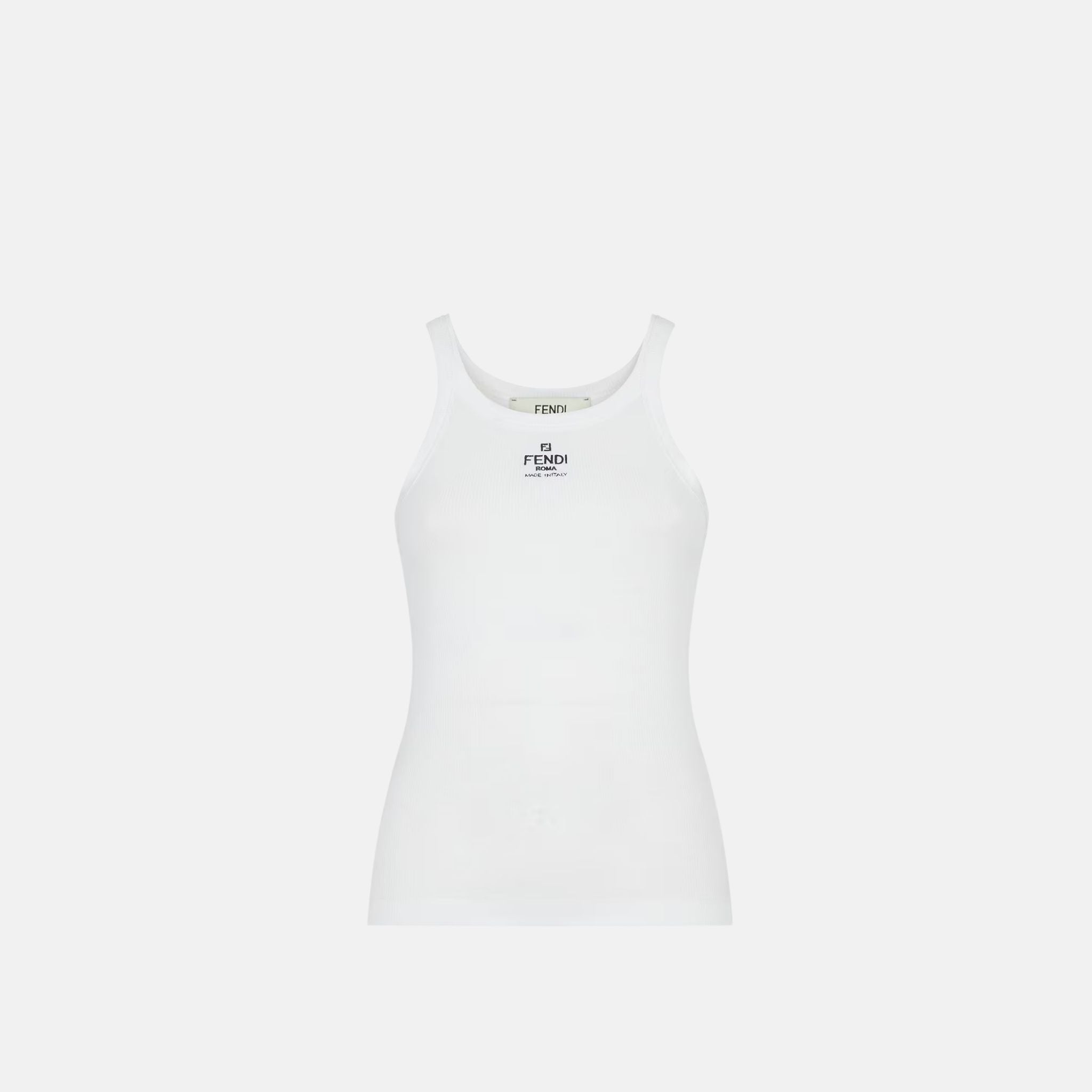 Fendi Top In Sleeveless Cotton, White, Front