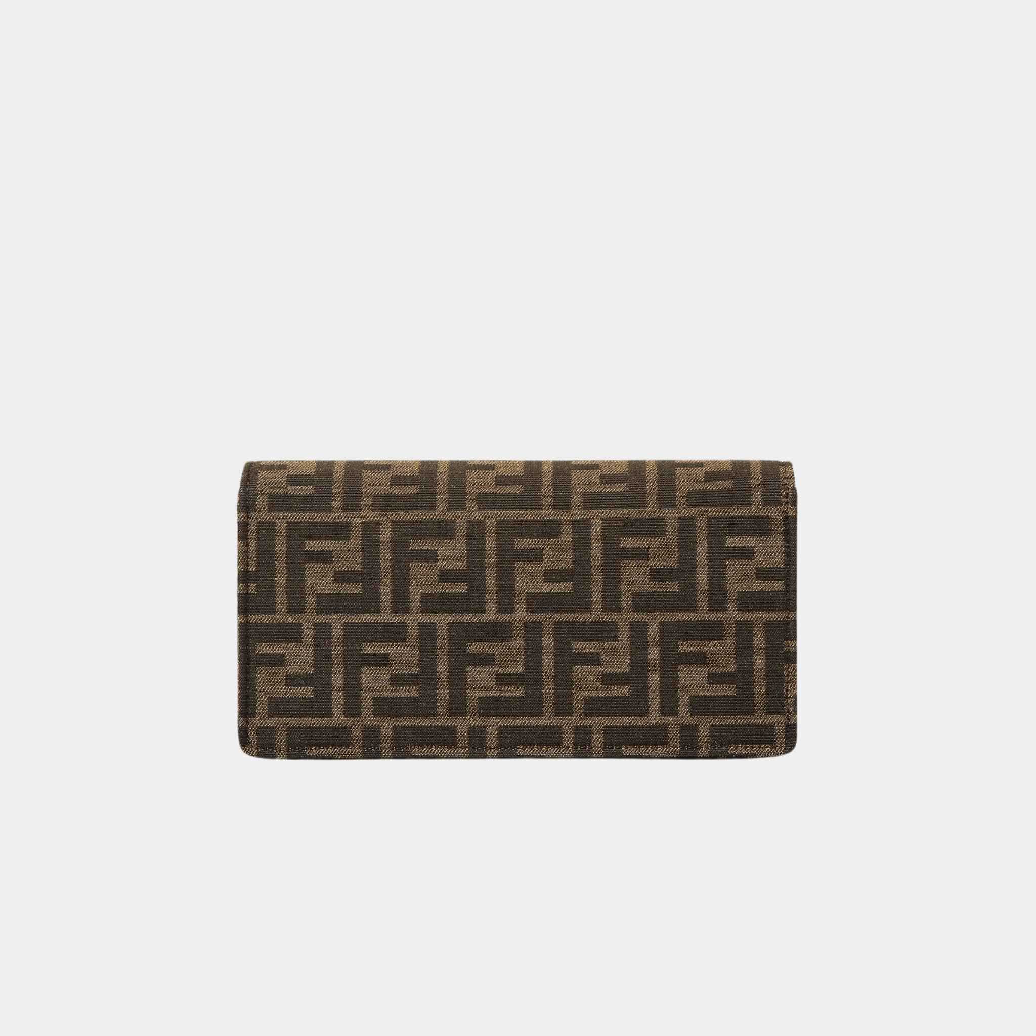 Fendi Wallet On Chain Baguette Brown FF Fabric, Back