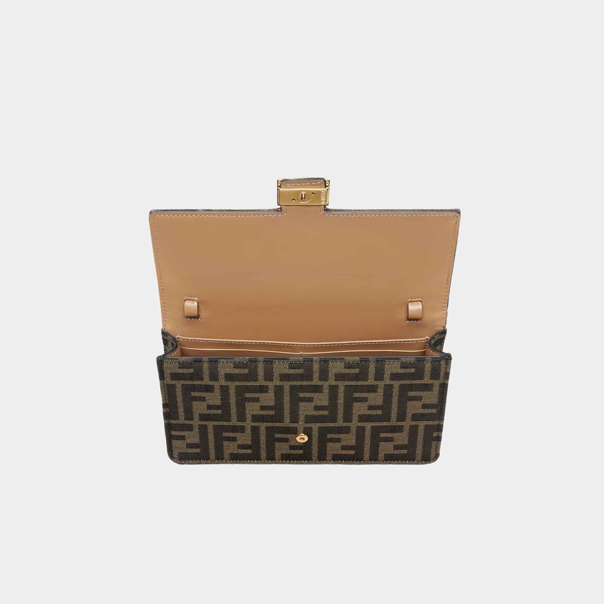 Fendi Wallet On Chain Baguette Brown FF Fabric, Top