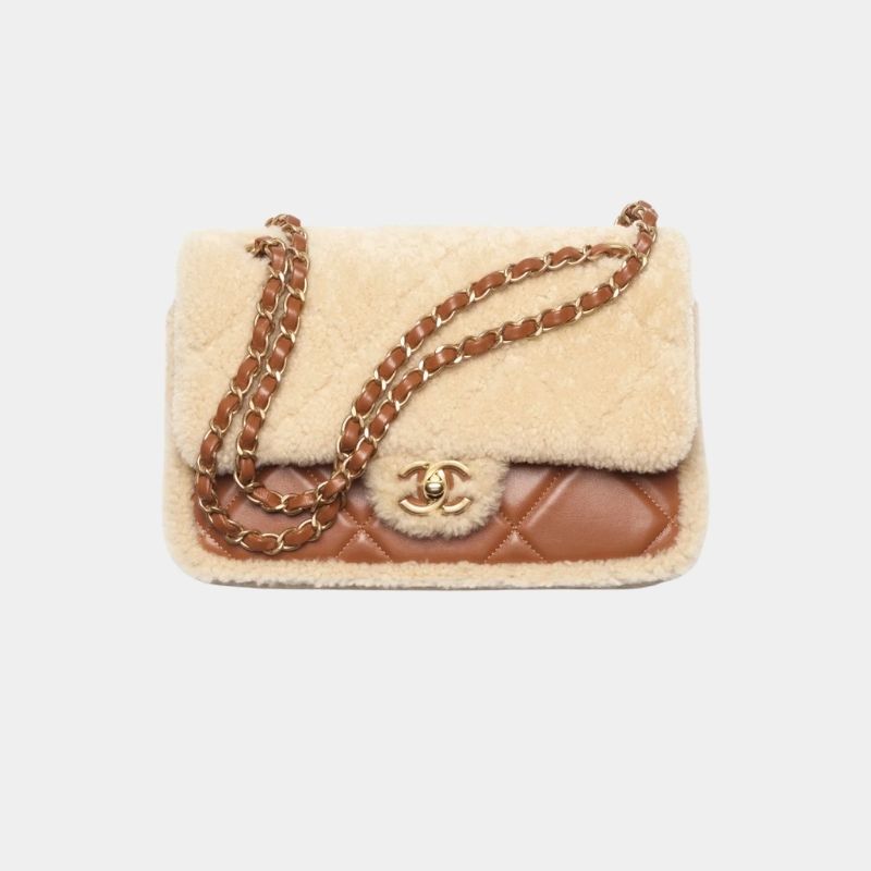 Flap Bag Fall-Winter 2024/25, Beige and Brown, Front View