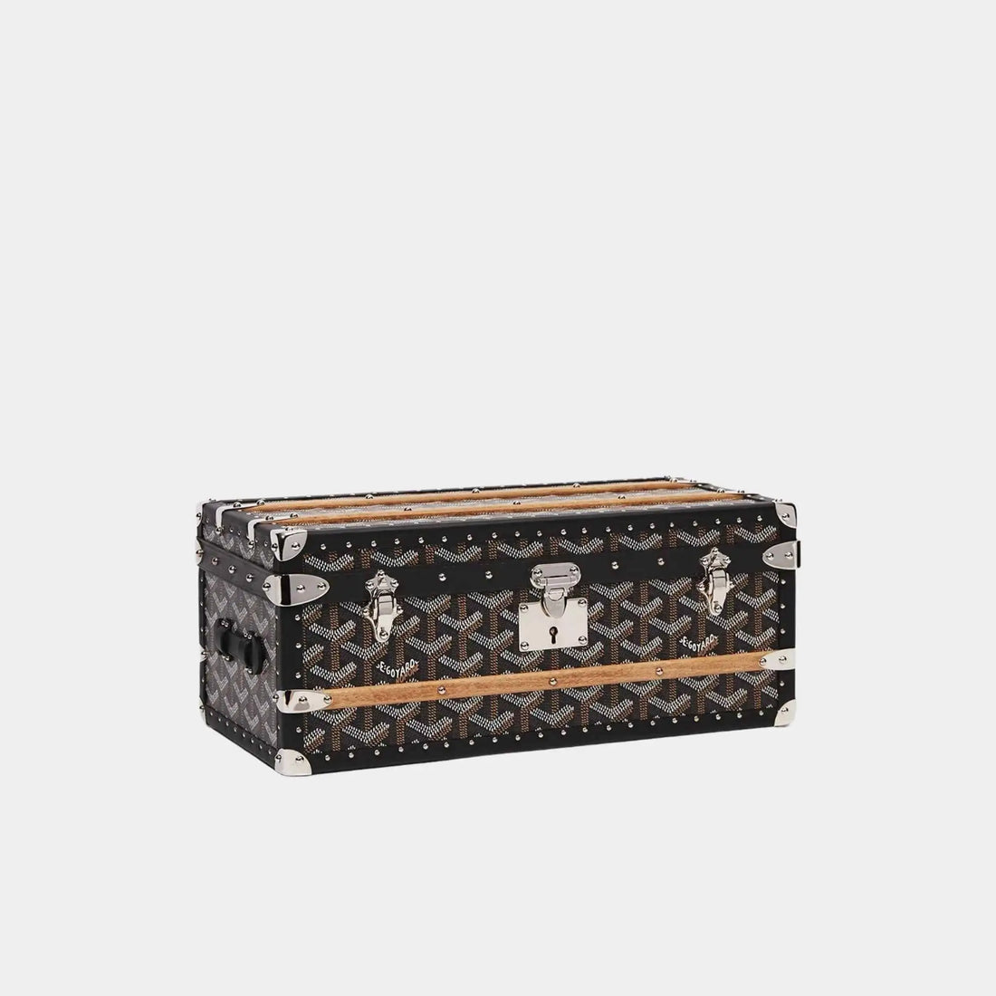 Goyard 352 Case with Two Trunk Clasps, Black, Front