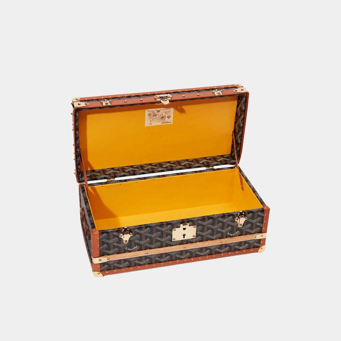 Goyard 352 Case with Two Trunk Clasps, Black , Tan, Inside