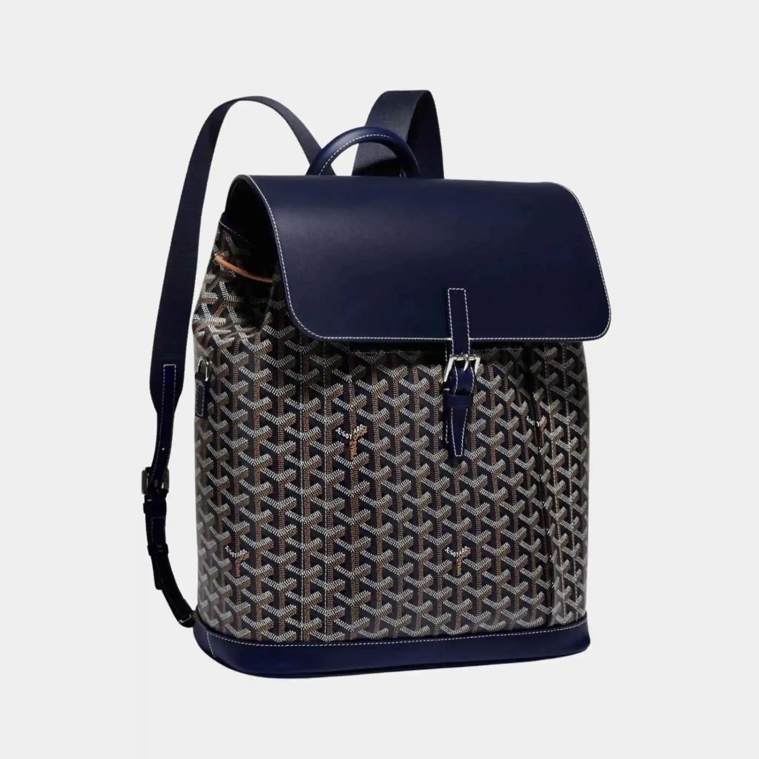 Goyard Alpin MM Backpack, Navy Blue, Front View