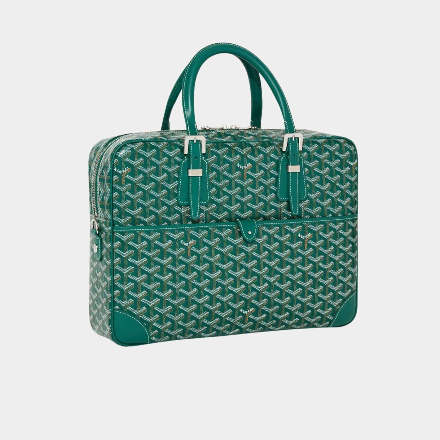 Goyard Ambassade MM Document Case, Green, Front View