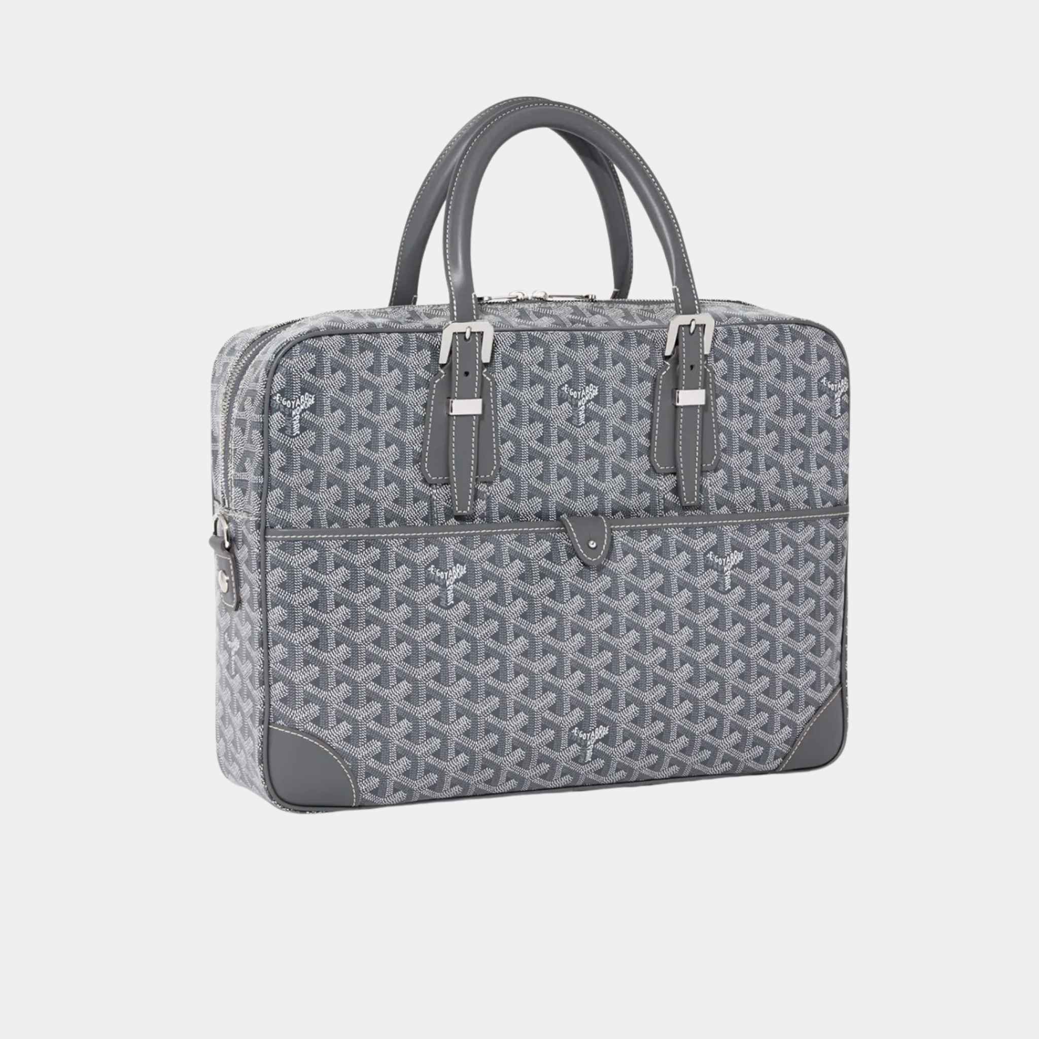 Goyard Ambassade MM Document Case, Grey, Front View