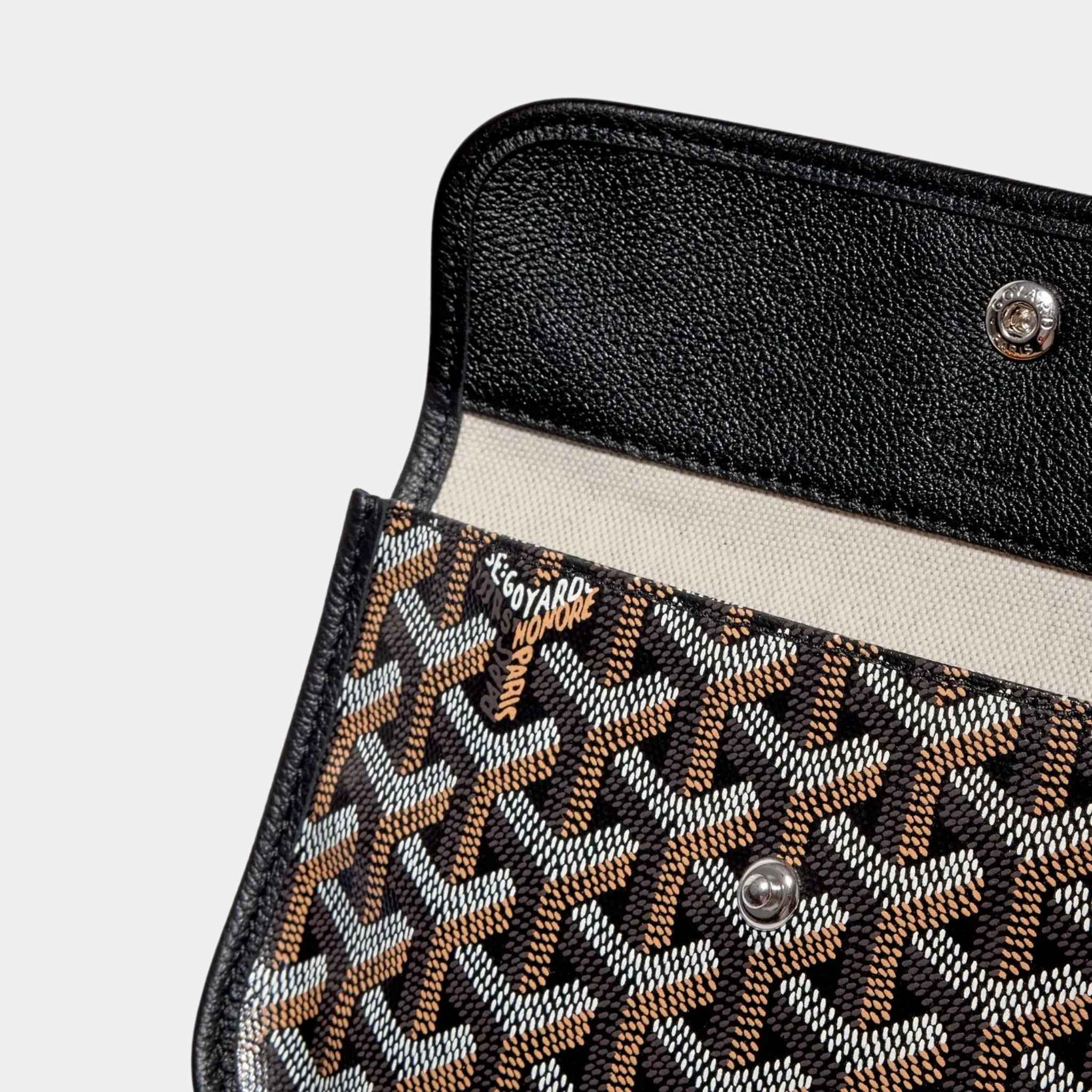 Goyard Anjou GM Bag, Black, Side Pouch Interior View