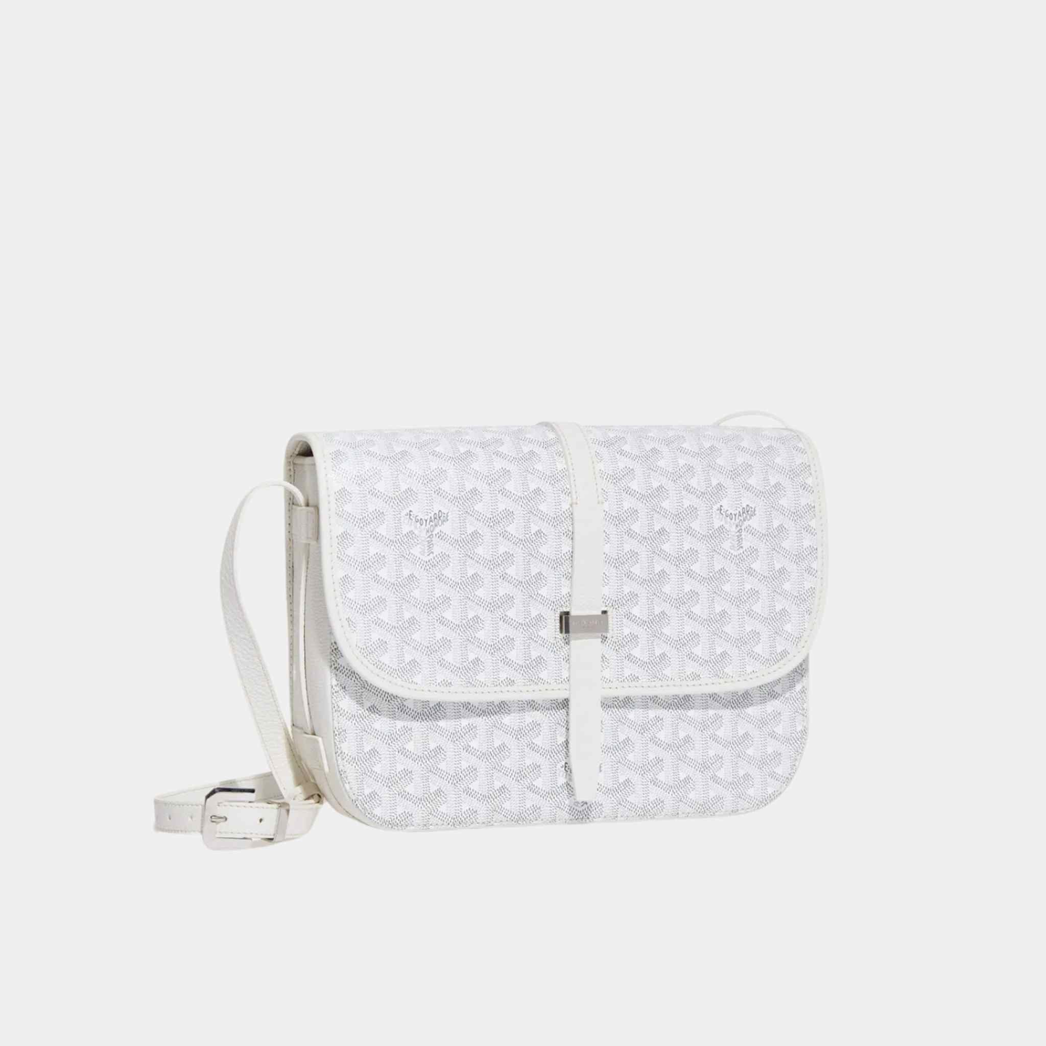 Goyard Belvedere MM Bag, White, Front, Side