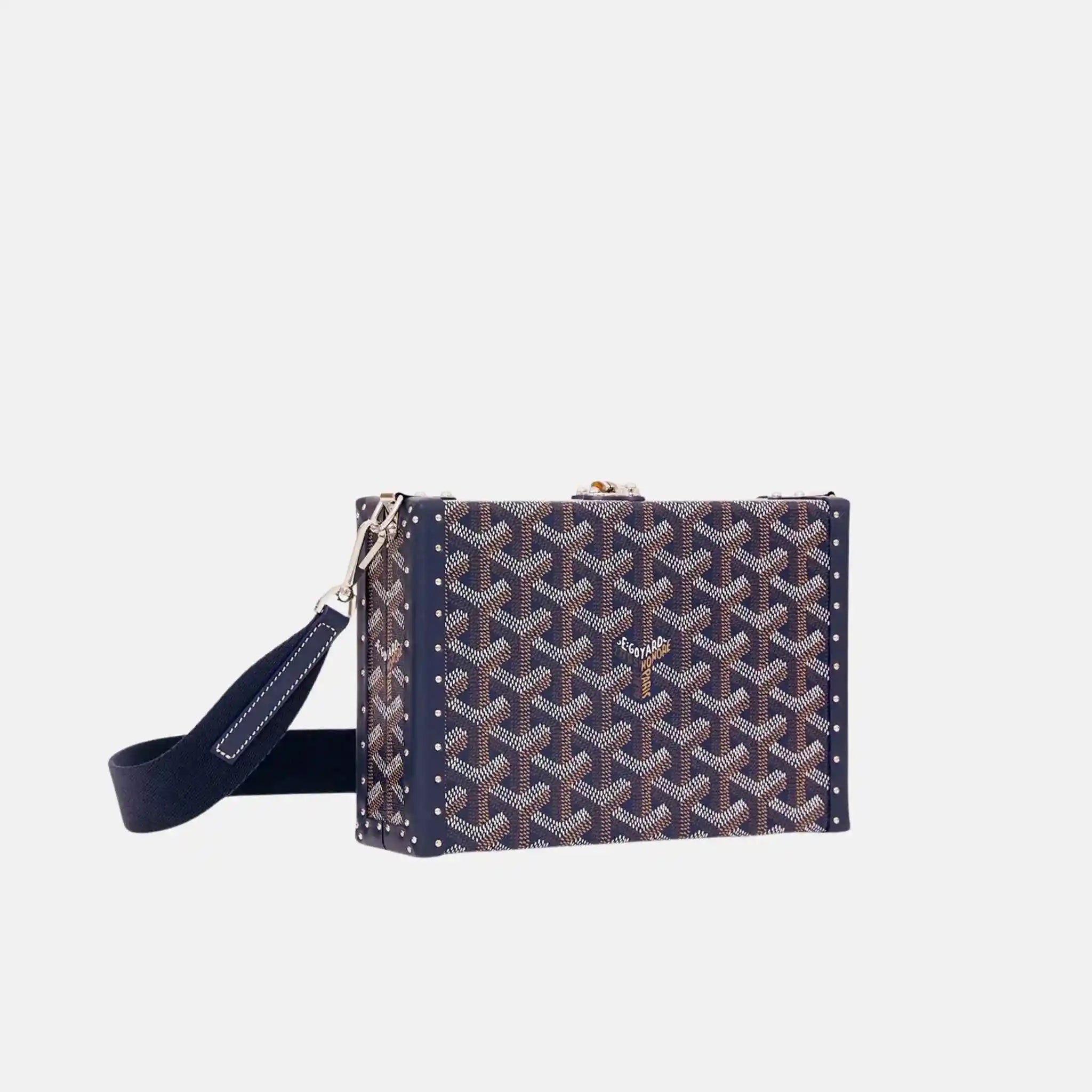 Goyard Bezons Trunk Bag, Navy Blue, Side