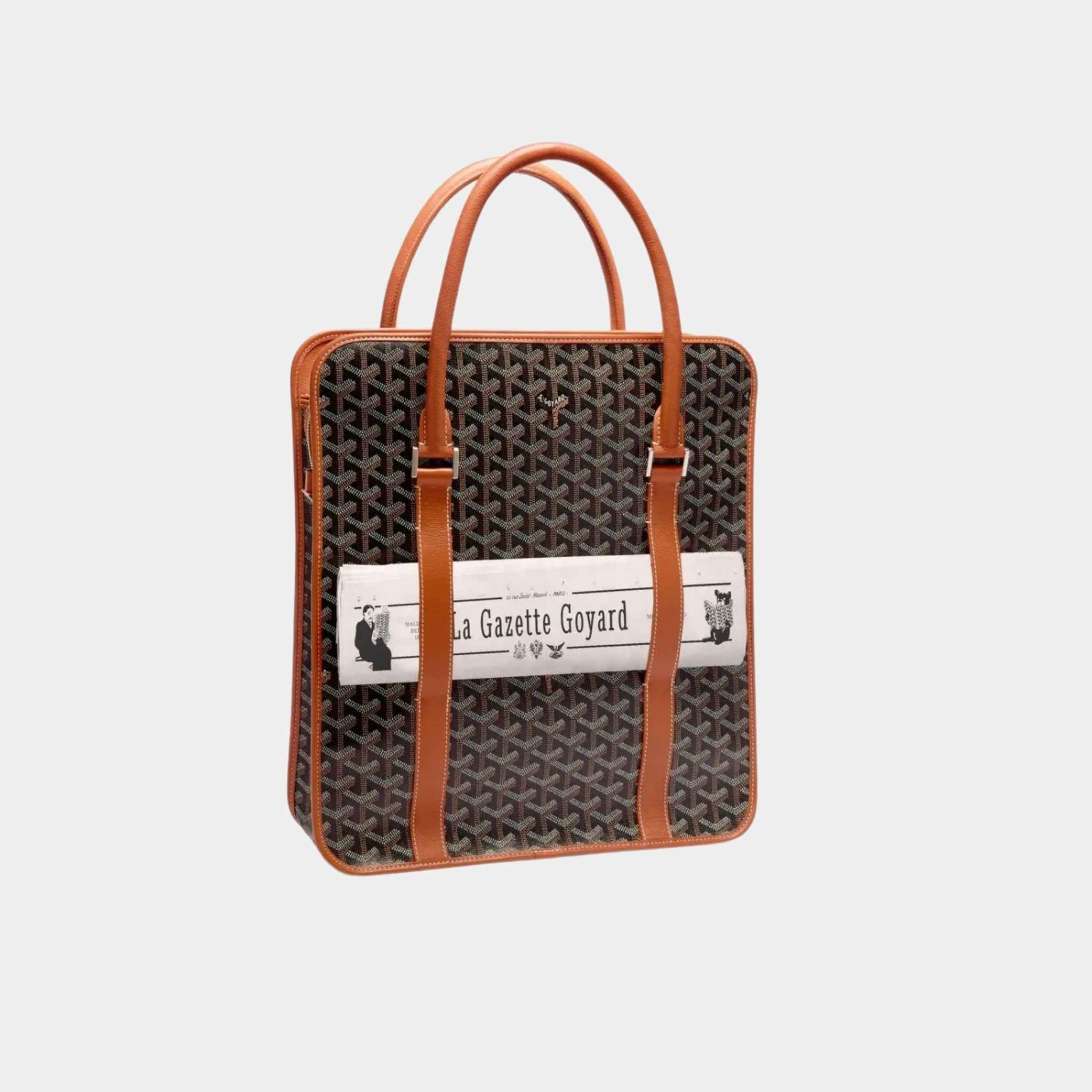 Goyard Bourgogne Bag, Black and Tan, Front View