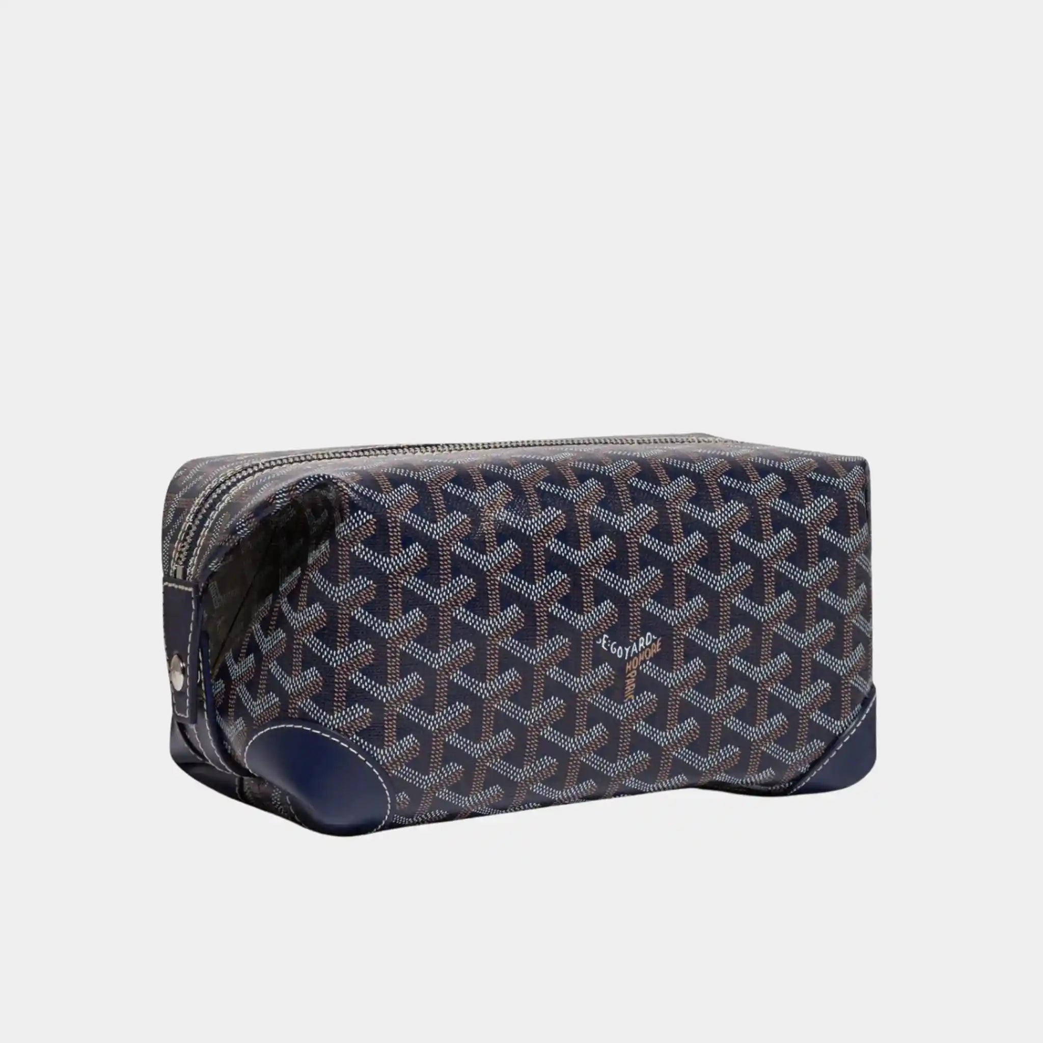 Goyard Bowling 25 Toiletry Bag, Navy Blue, Front View