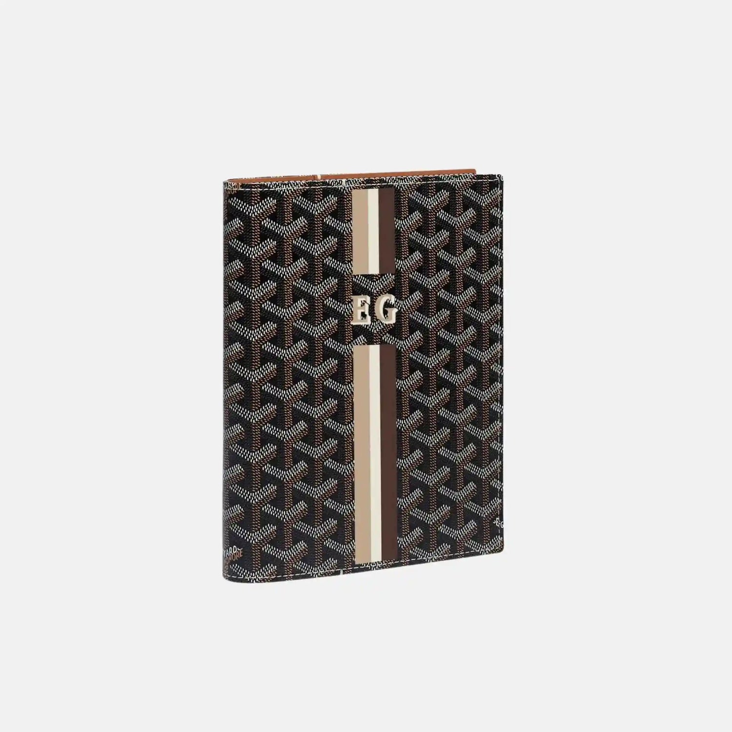 Goyard Castiglione Cover Stripes and Initials, Black and Tan