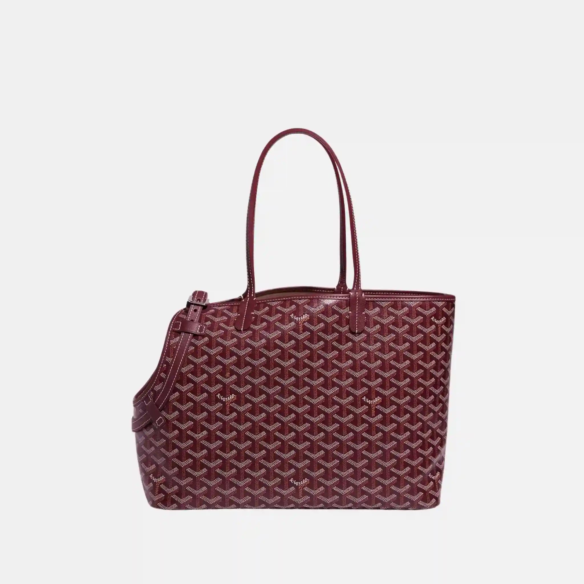 Goyard Chien Gris Luxury Pet Travel Bag, Burgundy, Front

