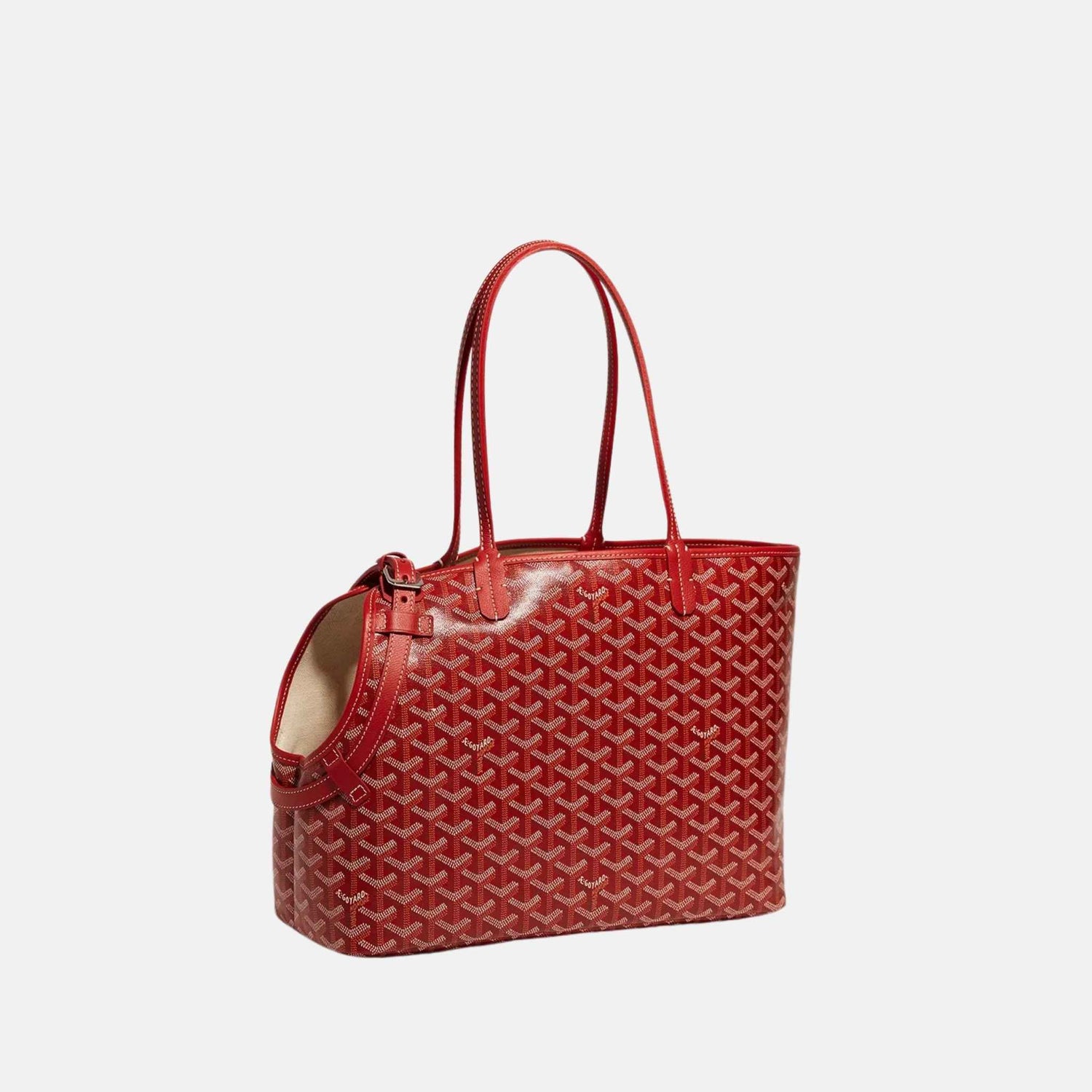 Goyard Chien Gris Luxury Pet Travel Bag, Red, Side