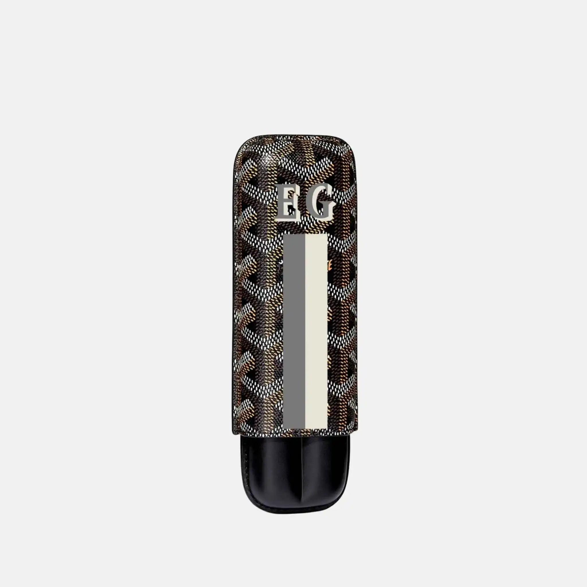 Goyard Churchill 2 Cigar Case Stripes and Initials, Black