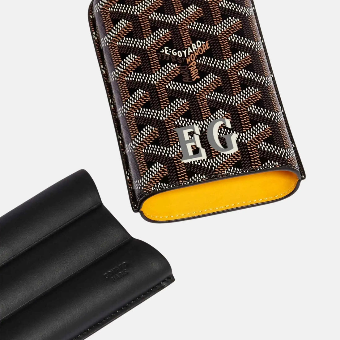Goyard Churchill حافظة 3 سيجار، الأحرف الأولى، أسود، من الداخل