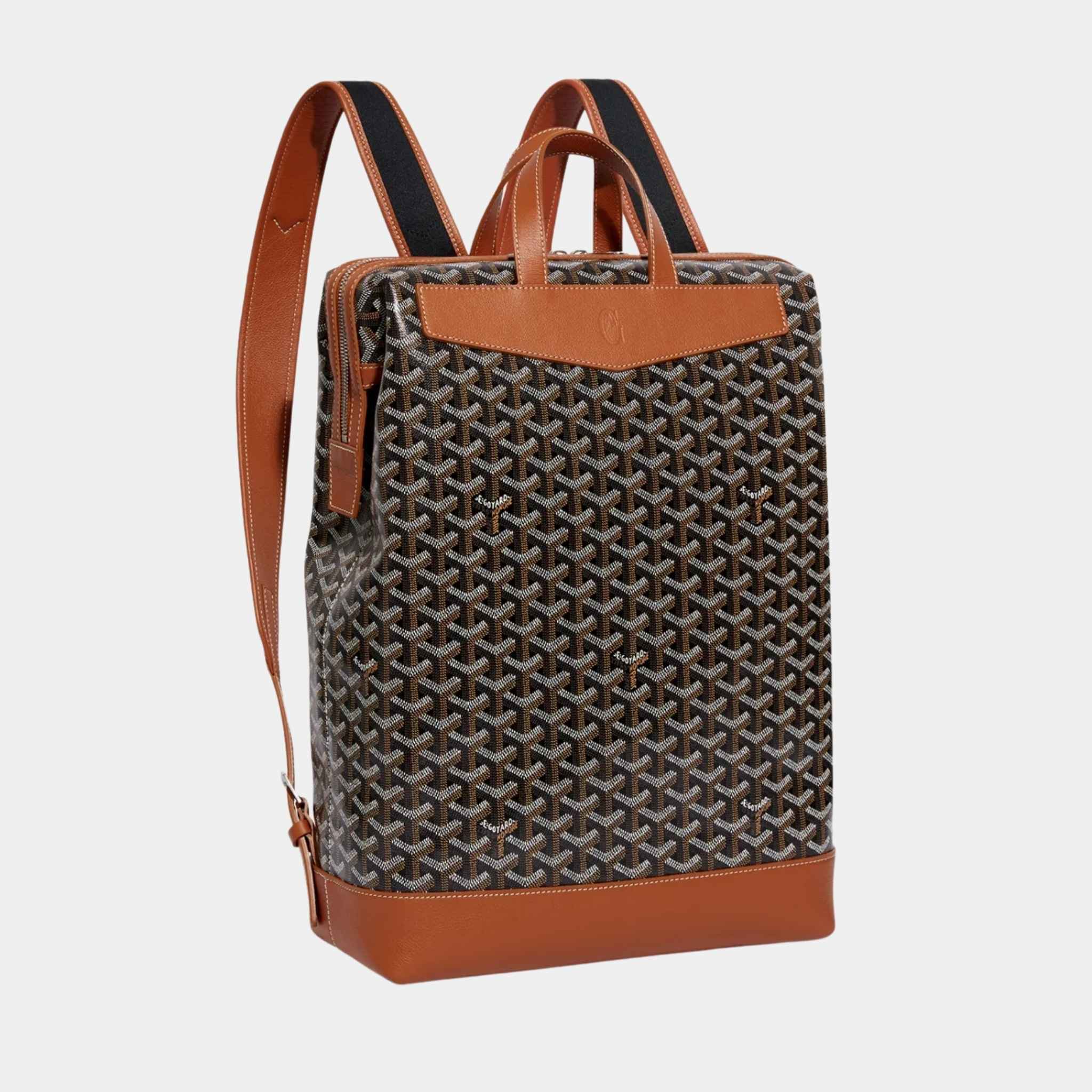 Goyard Cisalpin Backpack, Black and Tan, Front View