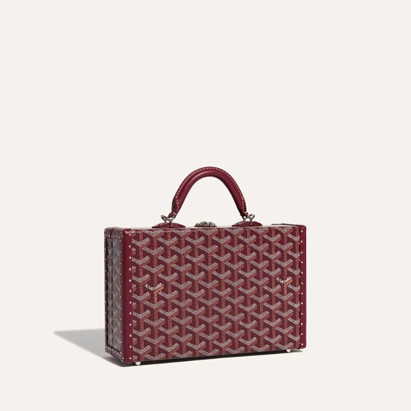 Goyard Grand Hôtel Trunk Bag, Burgundy Color, Front View