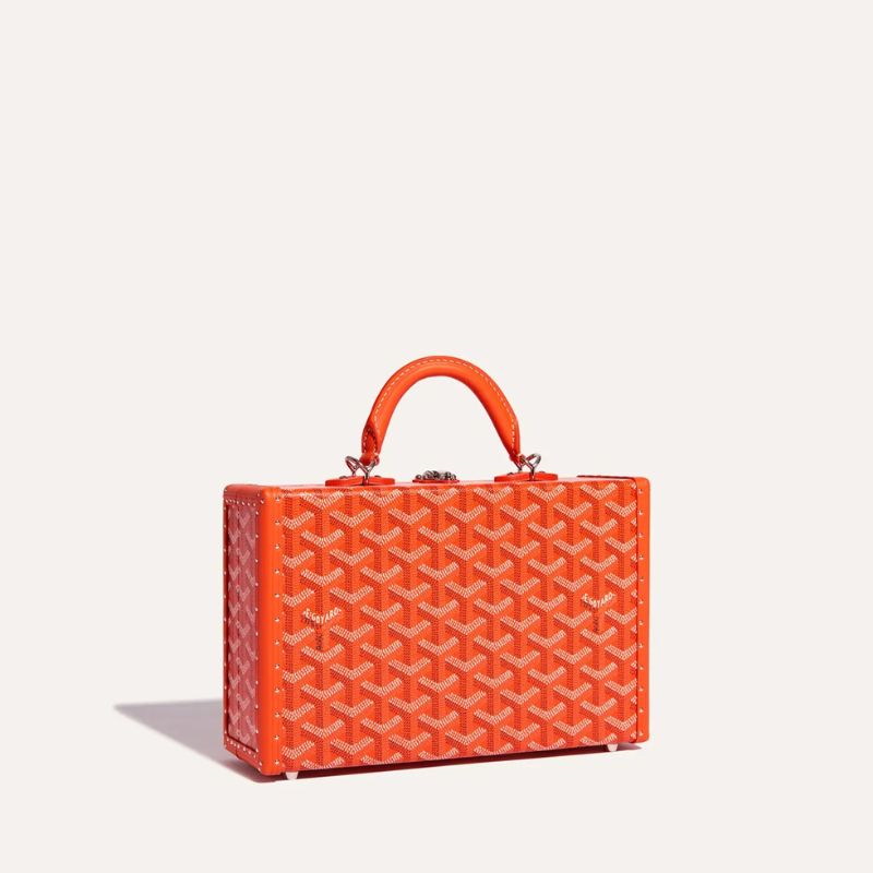 Goyard Grand Hôtel Trunk Bag, Orange Color, Front View