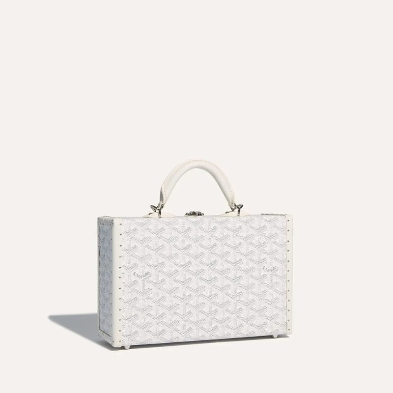 Goyard Grand Hôtel Trunk Bag, White Color, Front View