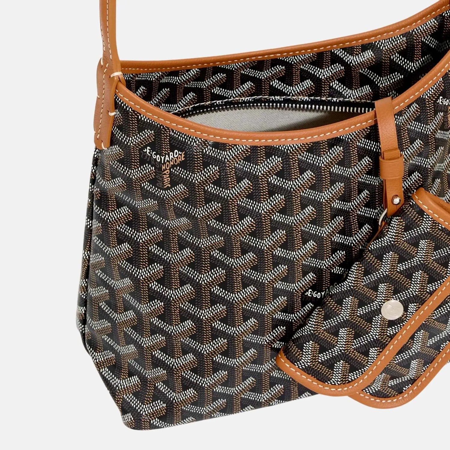 Goyard Hobo Boheme Mini Bag, Black and Tan, Close
