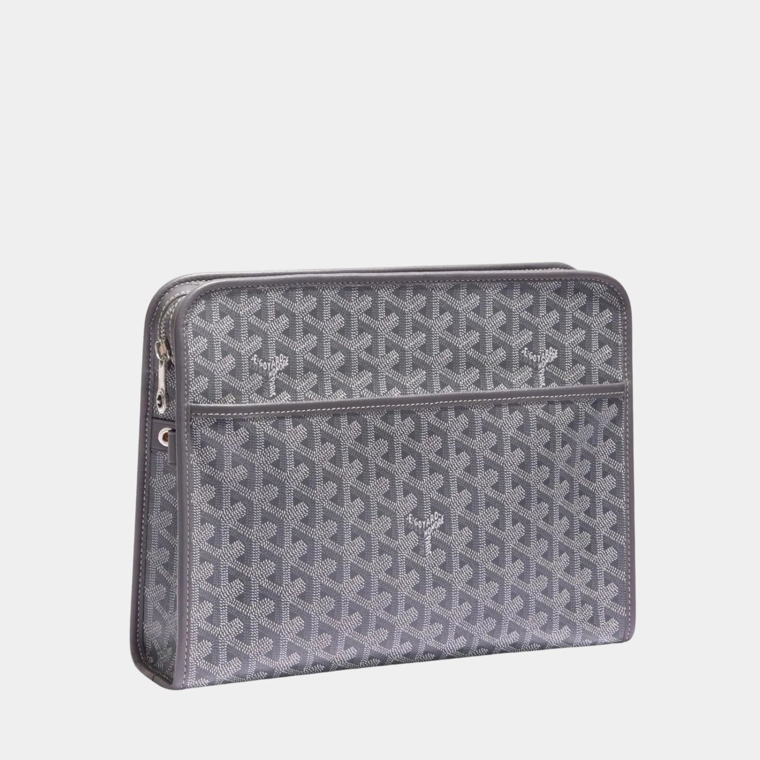 Goyard Jouvence GM Toiletry Bag, Grey, Front View